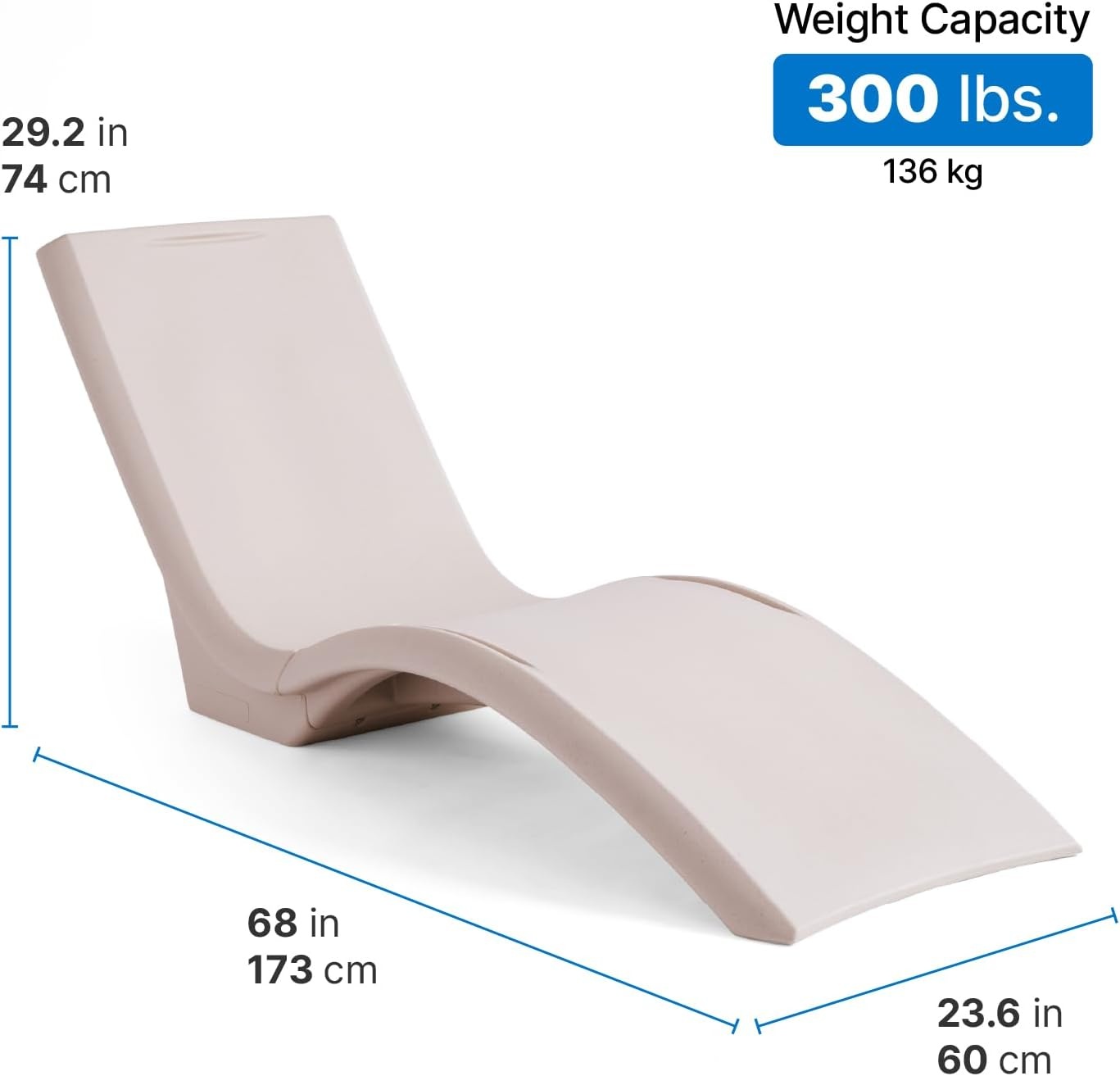 Step2 Vero Pool Lounger, in-Pool Chaise Lounge Chair for Tanning Ledges up to 12 in, Outdoor Patio Chair, Weighted, Earthy Tan w/Speck(Tan)