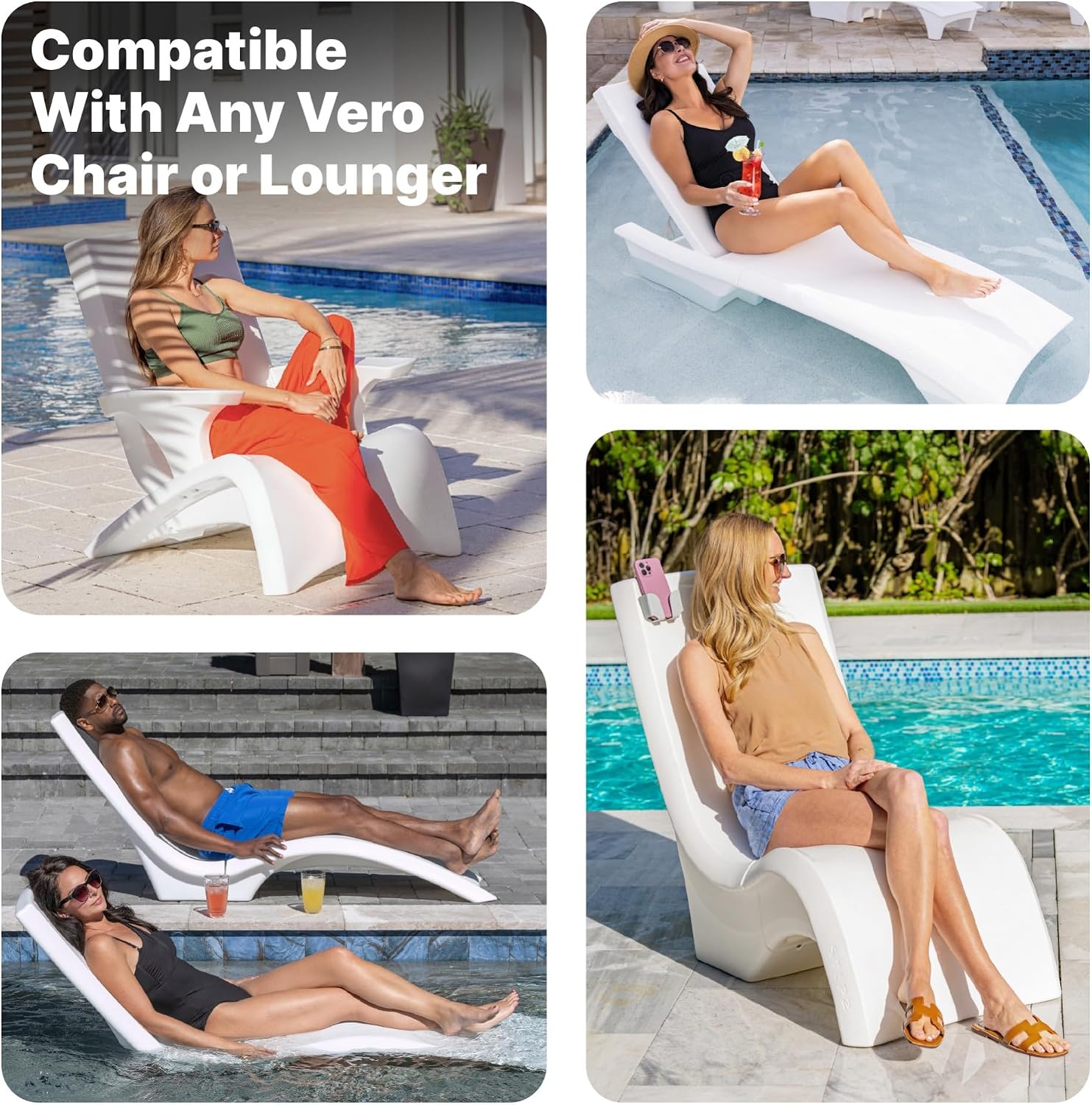 Step2 Vero Pool Lounger 3-Piece Accessories Set, Pillow, Cup Holder, Phone Mount, Compatible with Vero Collection, Blue(Blue)