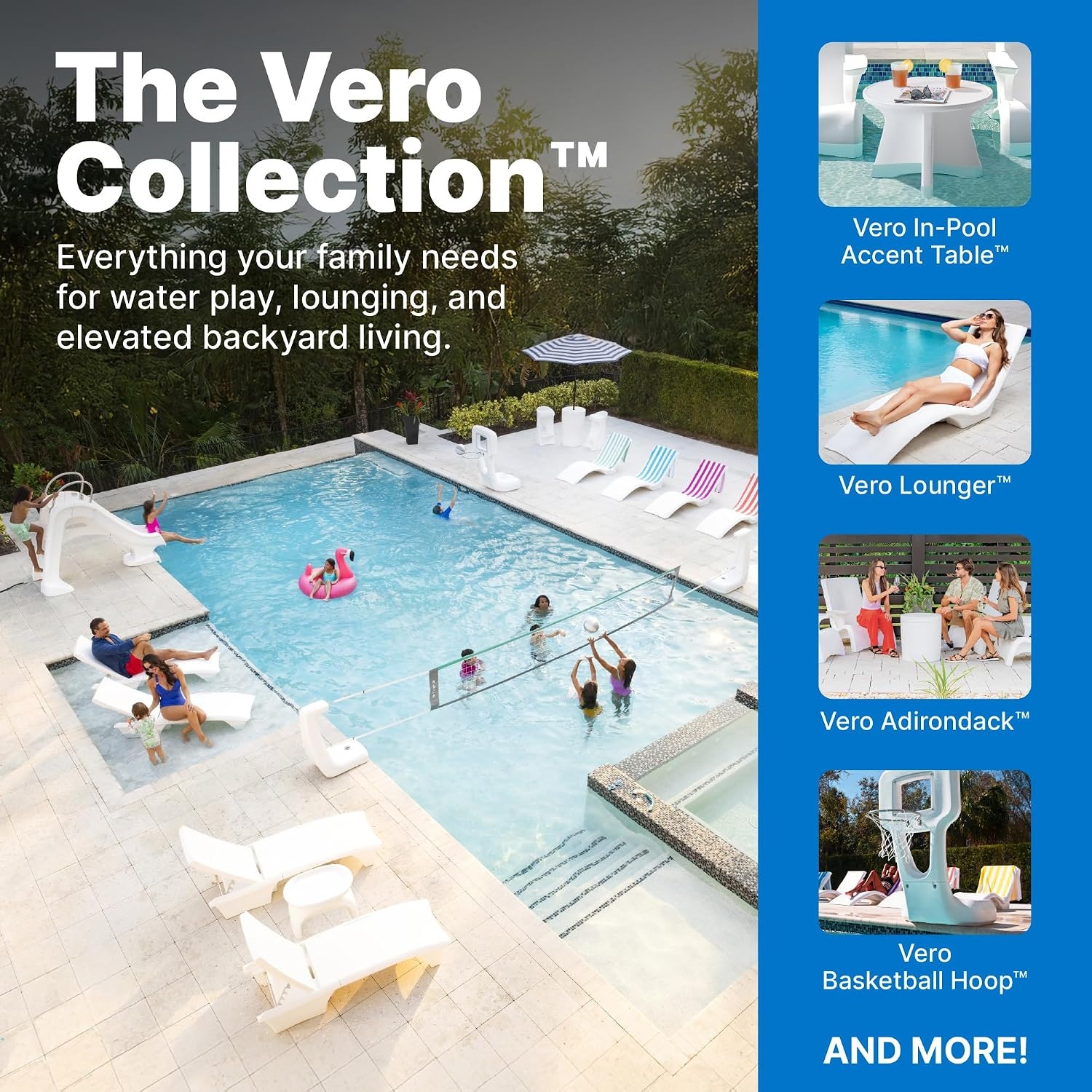 Step2 Vero in-Pool Shade Table, Cooler Side Table with 9-Gallon Basin, Umbrella Hole, for 15-inch Water Ledge, White(Entertaining Table)