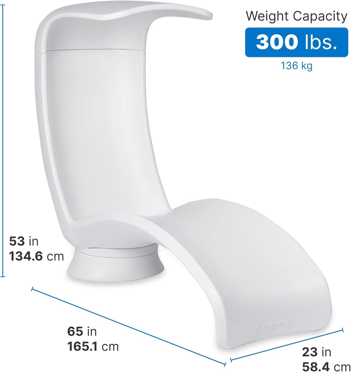 Step2 Mondello Lounger with Removable Shade, Stylish Poolside Lounger, Fade-Resistant, Waterproof Patio Furniture for Sun Shelf, Use in Pools up to 15-Inches of Water, Weighted, White(Lounger)