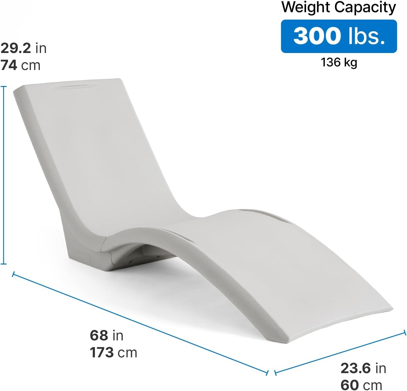 Step2 Vero Pool Lounger, in-Pool Chaise Lounge Chair for Tanning Ledges up to 12 in, Outdoor Patio Chair, Weighted, Earthy Tan w/Speck(Grey)