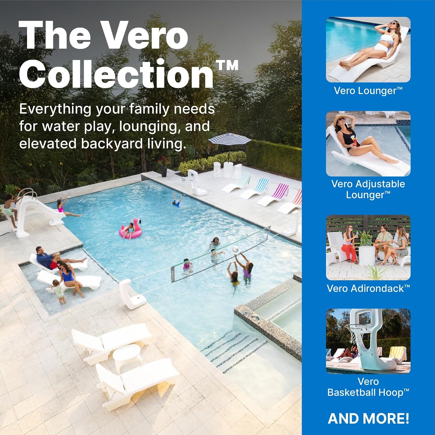 Step2 Vero in-Pool Shade Table, Cooler Side Table with 9-Gallon Basin, Umbrella Hole, for 15-inch Water Ledge, White(Side Table)