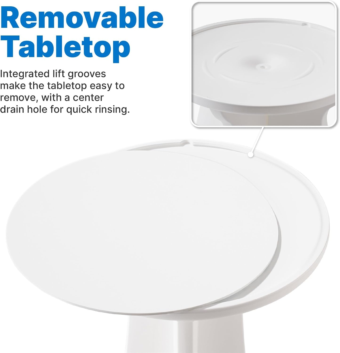 Step2 Vero in-Pool Shade Table, Cooler Side Table with 9-Gallon Basin, Umbrella Hole, for 15-inch Water Ledge, White(High-Top Table)