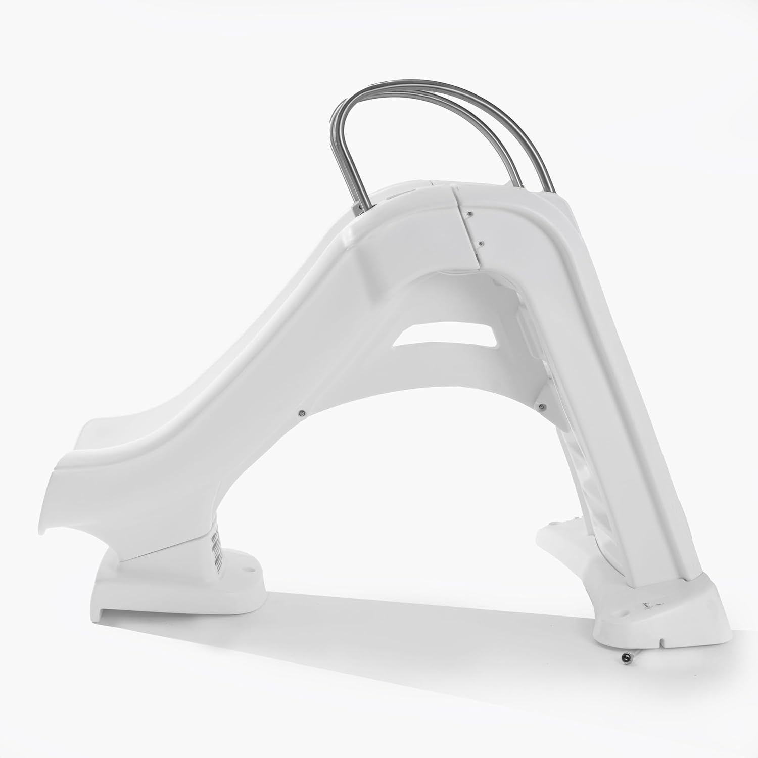Step2 Vero Pool Slide, Outdoor/Indoor Waterproof Patio Furniture, Non-Slip Steps, Hose Attachment, Made of Durable Plastic, 4 Feet, White