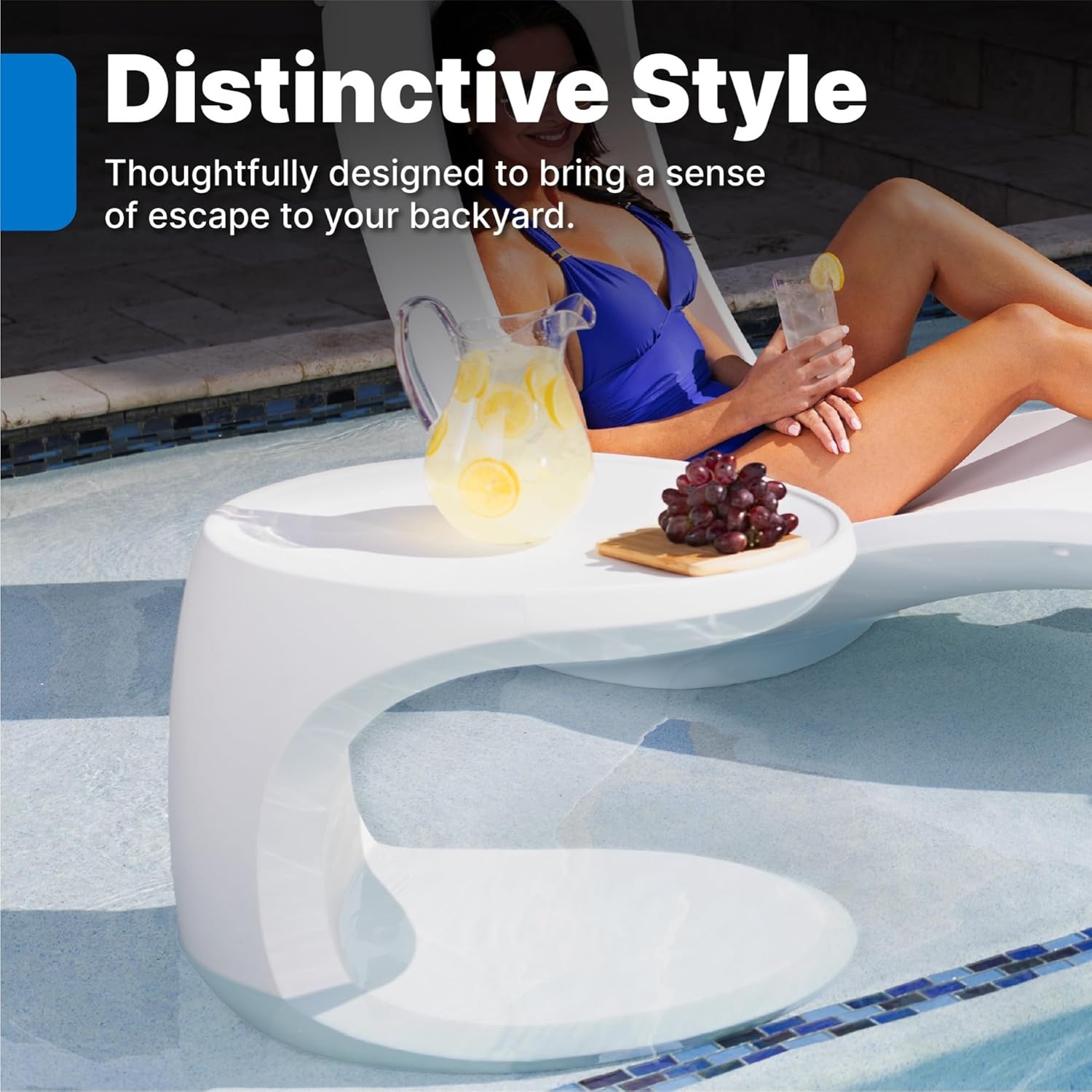 Step2 Mondello In-Pool Side Table, Outdoor/Indoor Waterproof Pool & Patio Furniture, Made of Durable Plastic, White