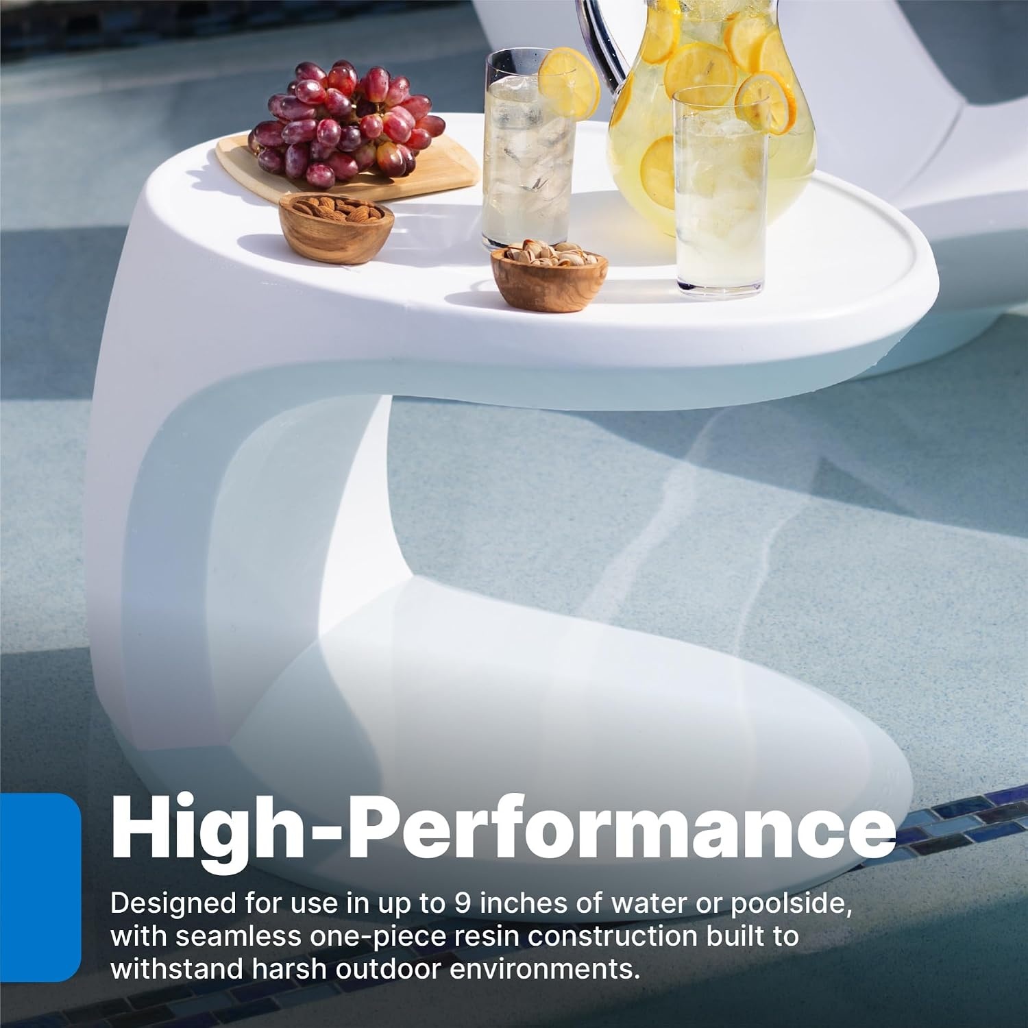 Step2 Mondello In-Pool Side Table, Outdoor/Indoor Waterproof Pool & Patio Furniture, Made of Durable Plastic, White