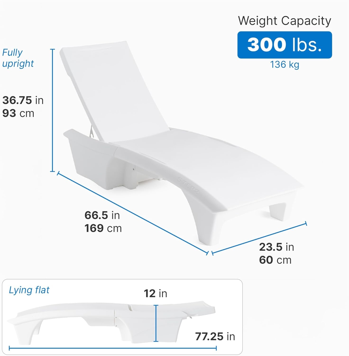 Step2 Vero Pool Lounger, in-Pool Chaise Lounge Chair for Tanning Ledges up to 12 in, Outdoor Patio Chair, Weighted, Earthy Tan w/Speck(White)
