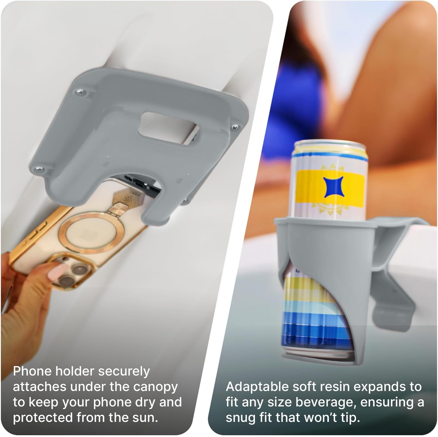 Step2 Mondello Pool Accessories 3-Piece Set, Lounger Pillow, Cup Holder, and Phone Holder, Compatible with Mondello Lounger and Chair, Gray(Gray)