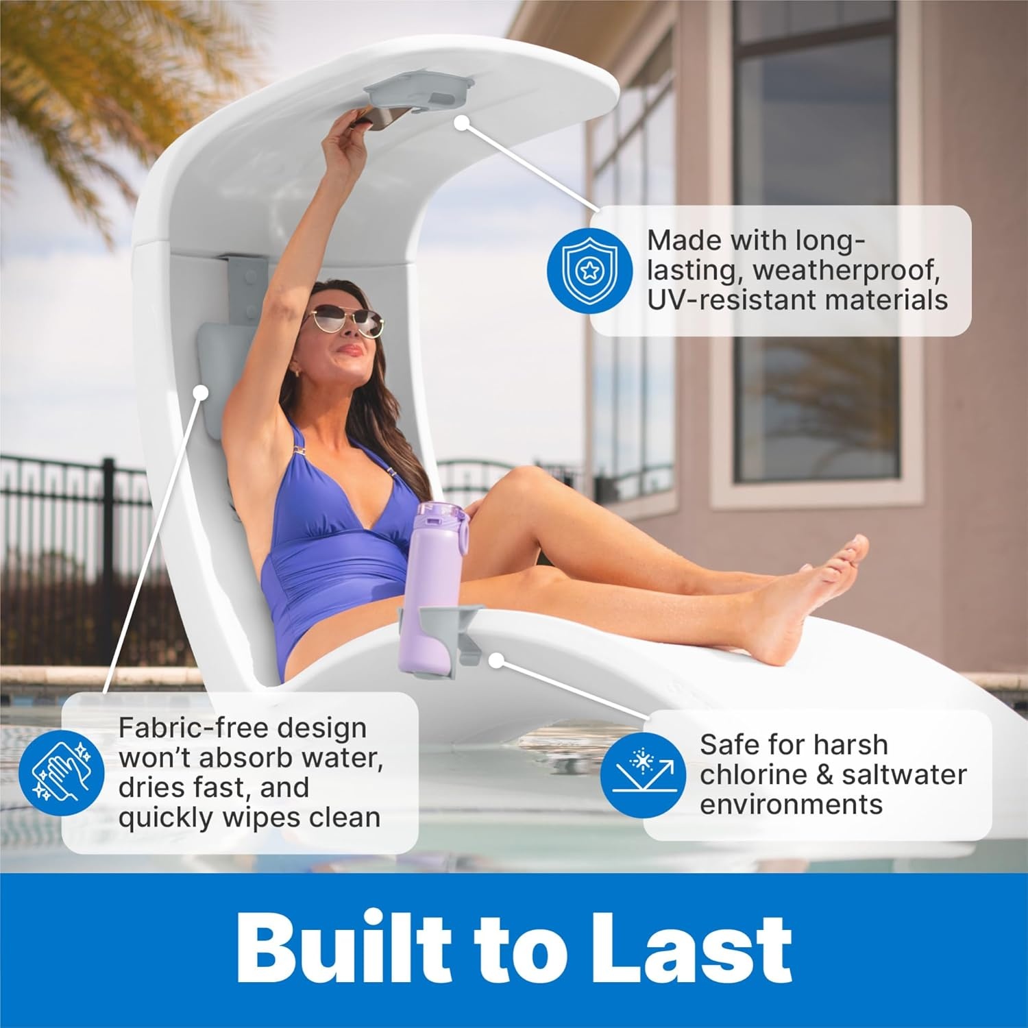 Step2 Mondello Pool Accessories 3-Piece Set, Lounger Pillow, Cup Holder, and Phone Holder, Compatible with Mondello Lounger and Chair, Gray(Gray)