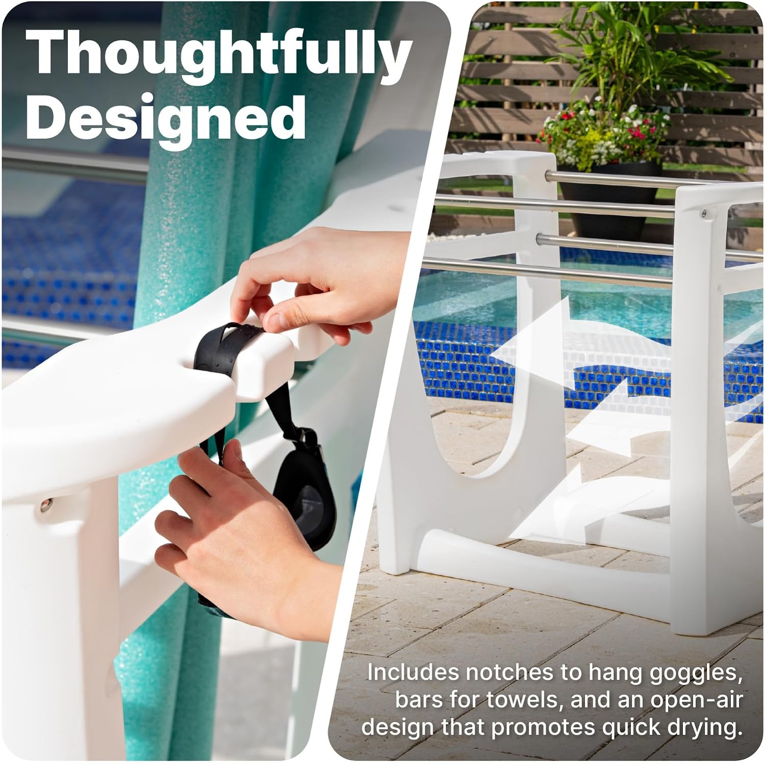 Step2 Vero Poolside Organizer, Outdoor/Indoor Waterproof Patio Furniture, Pool & Toy Storage, Made of Durable Plastic, White
