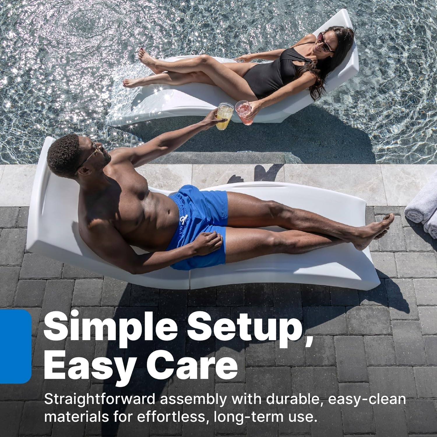 Step2 Vero Pool Lounger 2-Pack, Weighted in-Pool Lounge Chairs for Tanning Ledge and Baja Shelf, White
