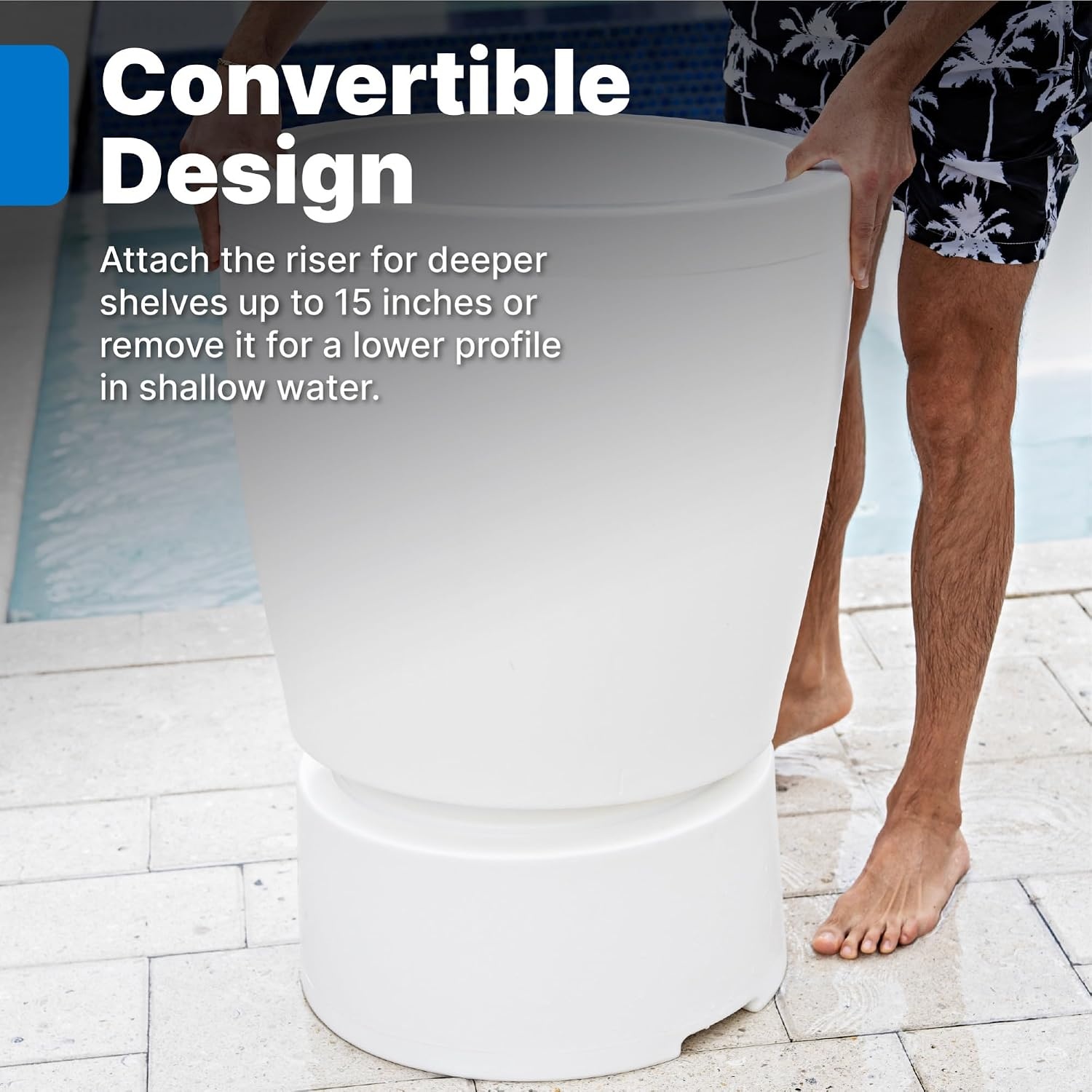 Step2 Vero in-Pool Shade Table, Cooler Side Table with 9-Gallon Basin, Umbrella Hole, for 15-inch Water Ledge, White(Shade Table)