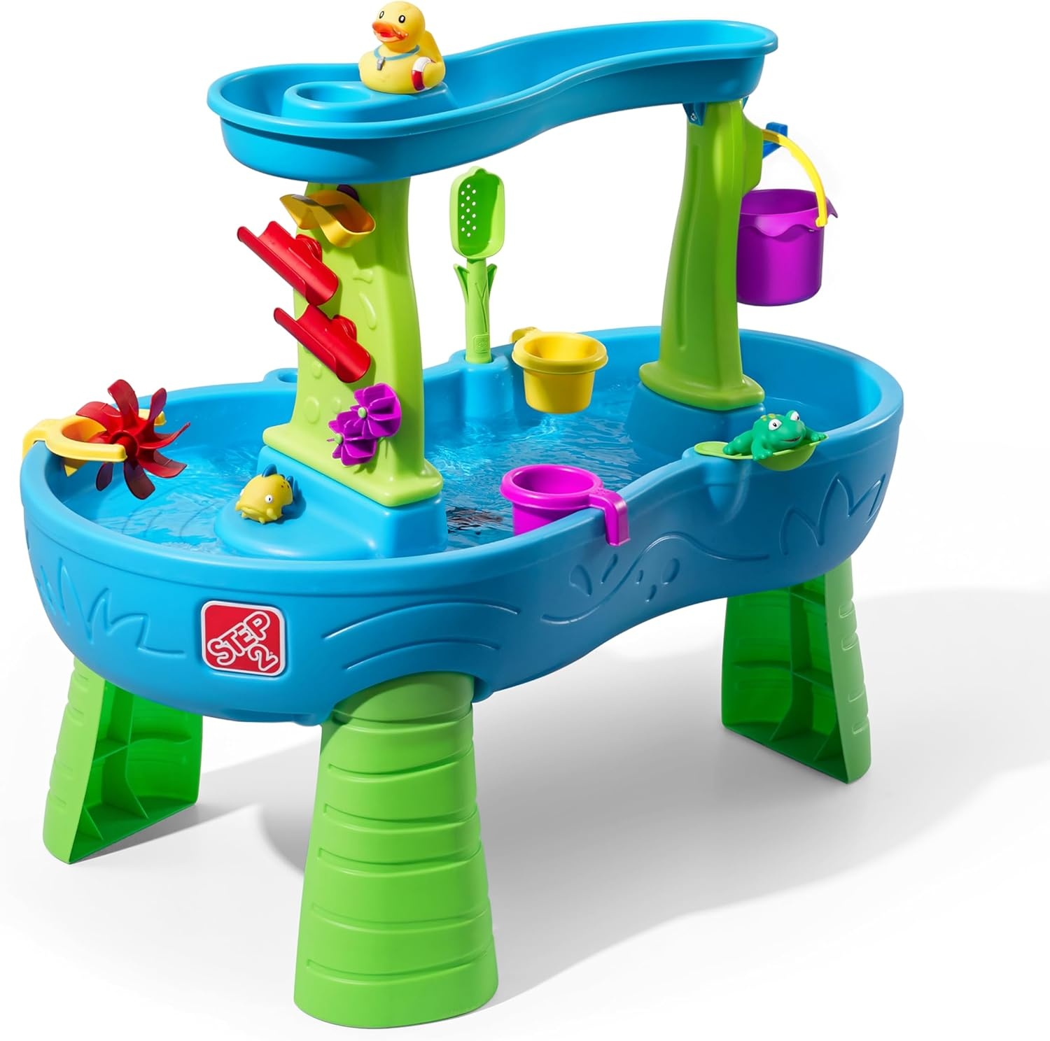 Step2 Tropical Rainforest Water Table for Kids, Toddler Outdoor Sensory Play Table, 13 Accessories, Ages 18 Months+(Rain Showers Splash Pond with Cover)