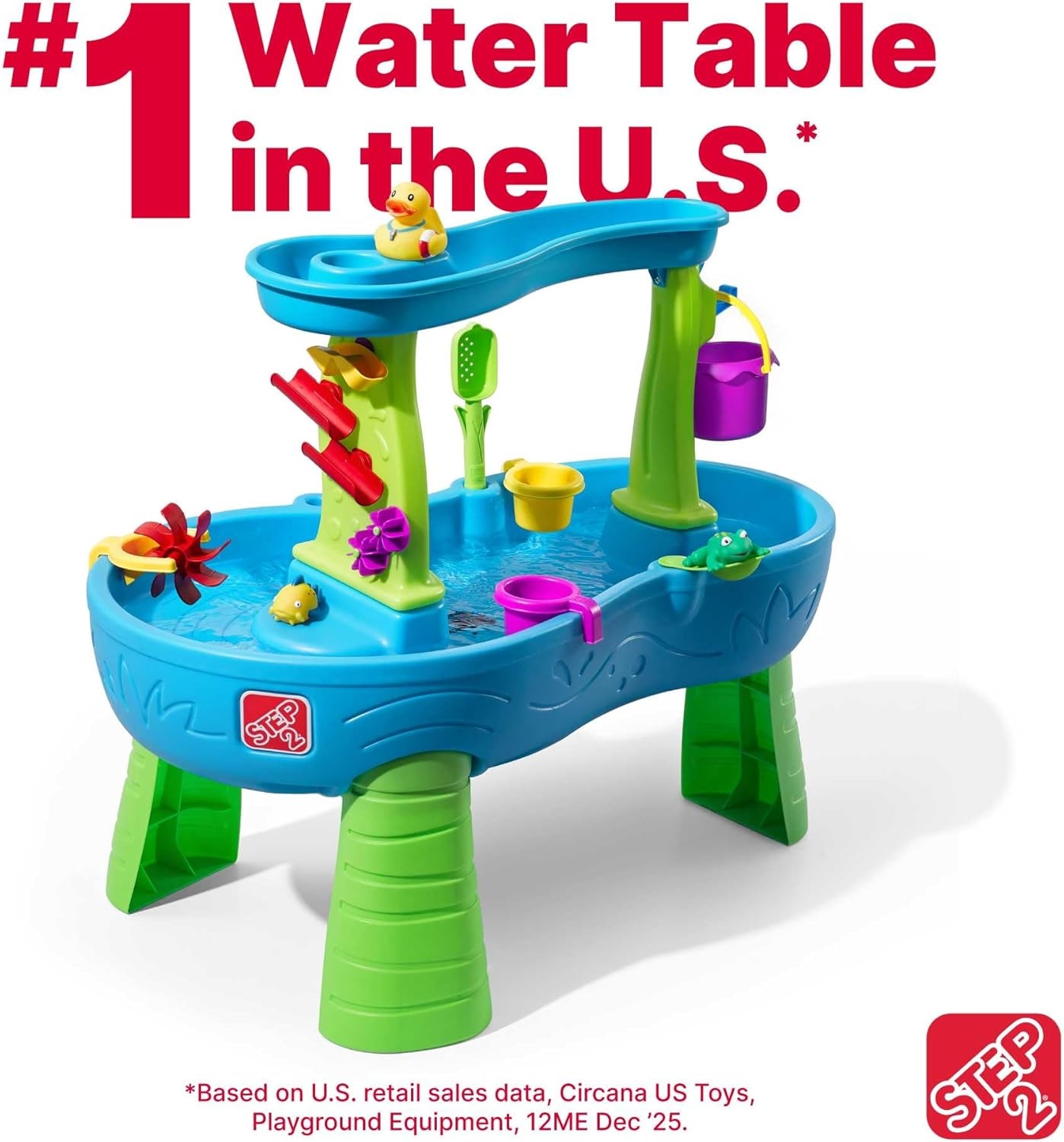 Step2 Tropical Rainforest Water Table for Kids, Toddler Outdoor Sensory Play Table, 13 Accessories, Ages 18 Months+(Rain Showers Splash Pond with Cover)