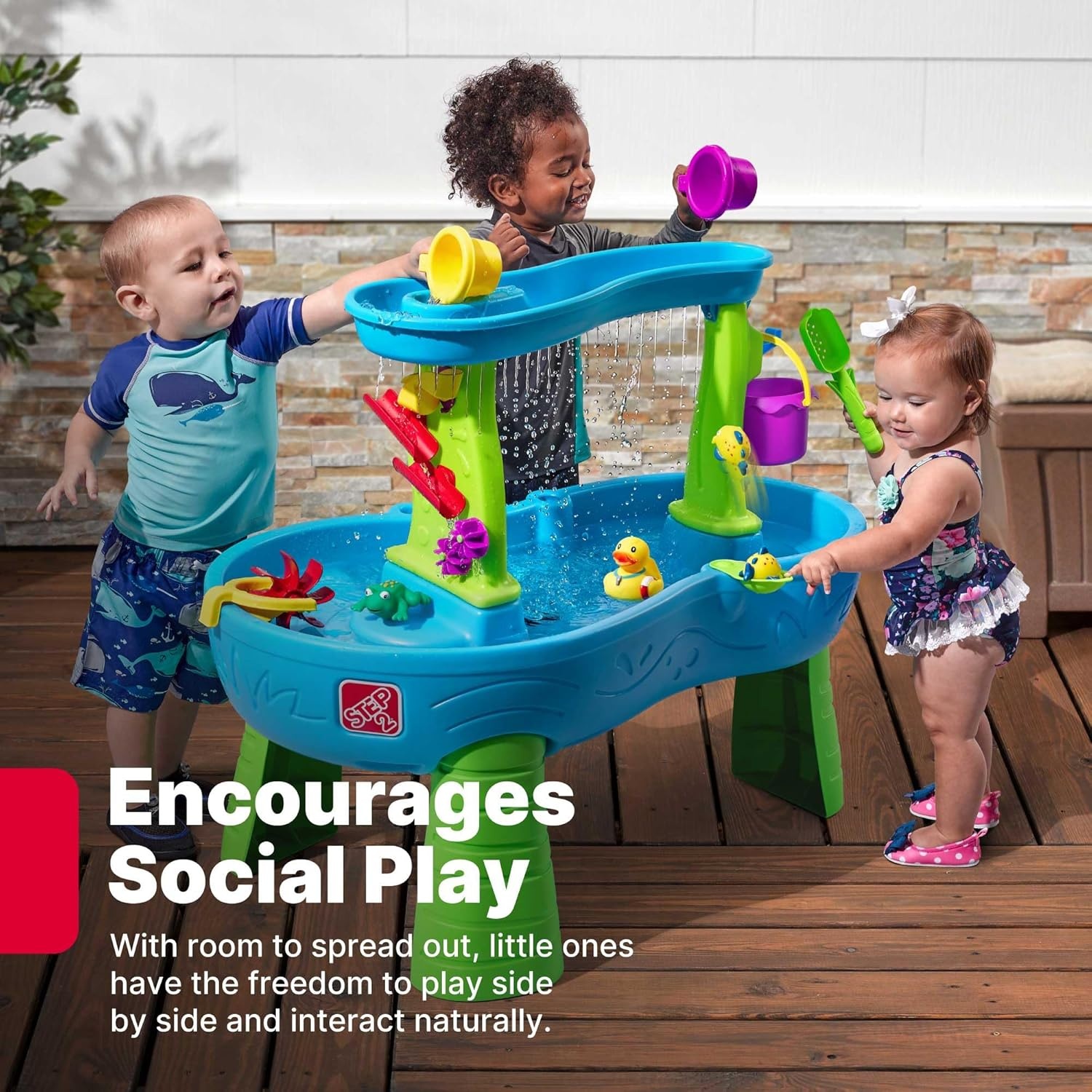 Step2 Tropical Rainforest Water Table for Kids, Toddler Outdoor Sensory Play Table, 13 Accessories, Ages 18 Months+(Rain Showers Splash Pond with Cover)