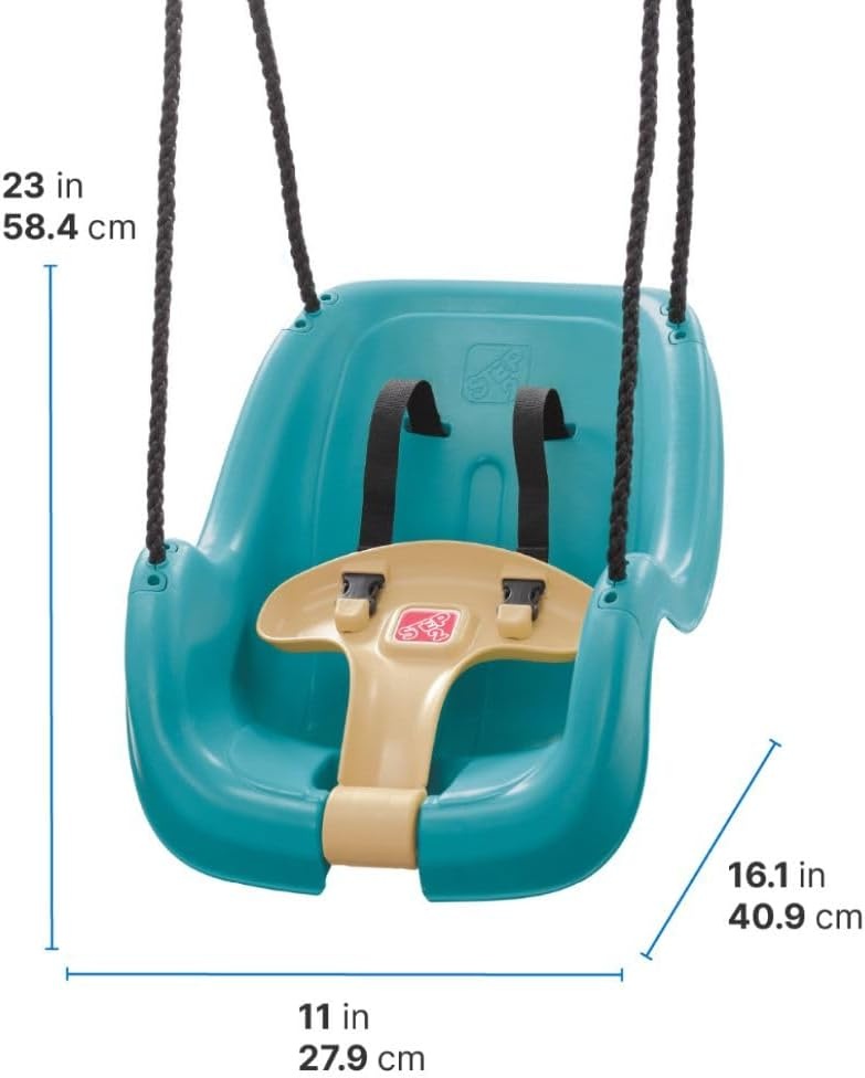 Step2 Infant to Toddler Swing, Baby Outdoor Swing, Backyard Bucket Style Swing Seat, Secure Harness, Outside Weather-Resistant Rope, Attach to Playset, For Toddlers 9 Months -3 Years Old