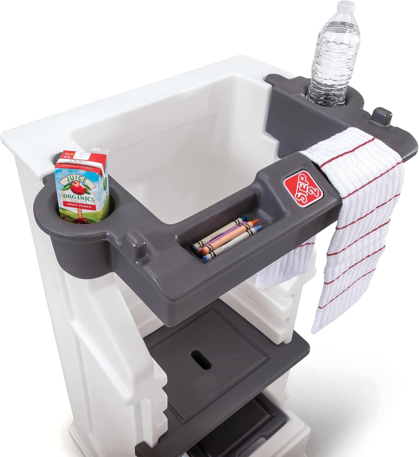 Step2 Mobile Helper, Toddler Step Stool & Tower Stand, Adjustable Height & Built-in Storage, Non-Slip Feet, Includes Safety Bar, Easy Wipe Down, for Kids 1.5+ Years Old