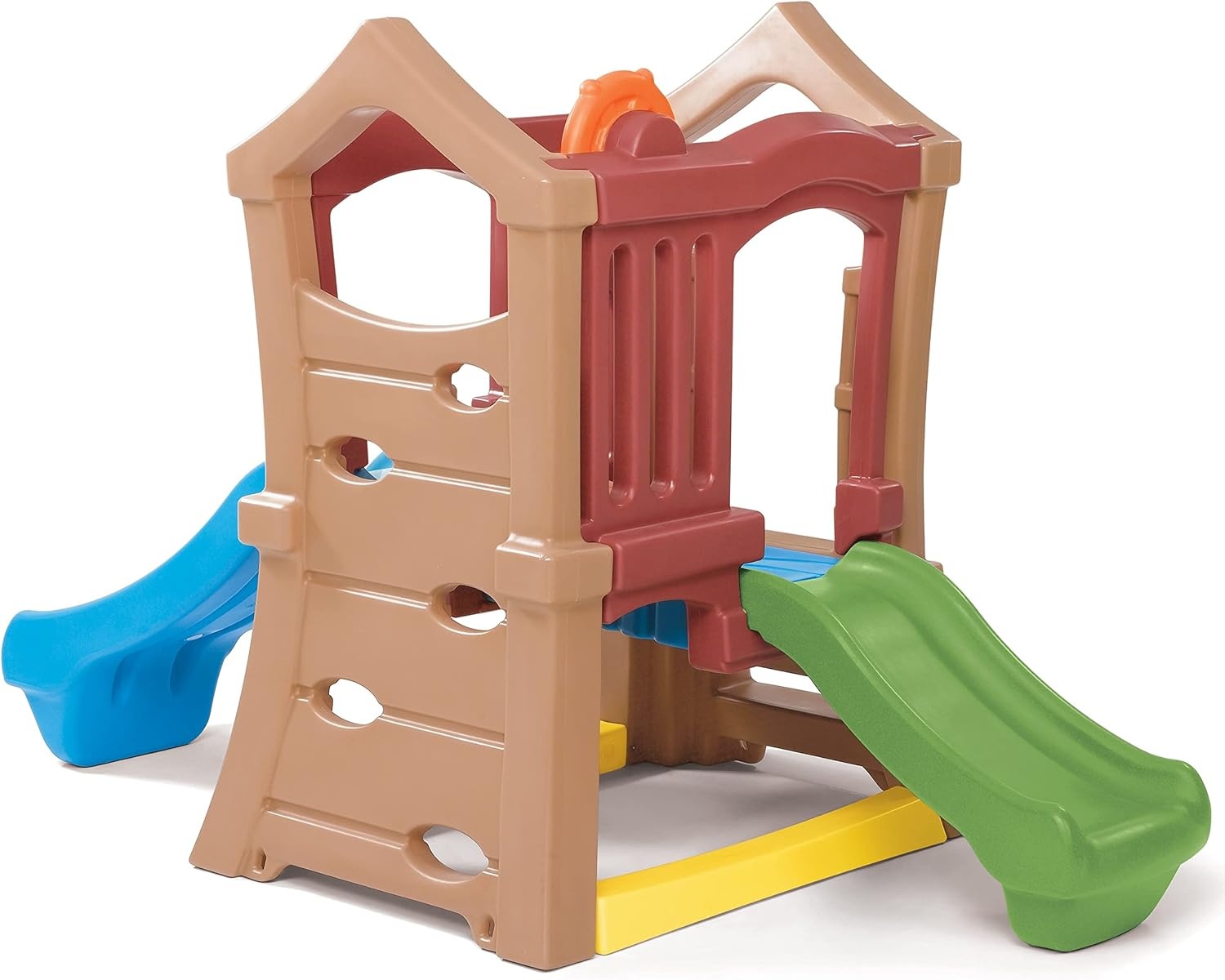 Step2 Play Up Double Slide Climber, Kids Outdoor Playset, Backyard Playground Set, 2 Slides, Elevated Playhouse, Outside Jungle Gym, For Toddlers 2-6 Years Old