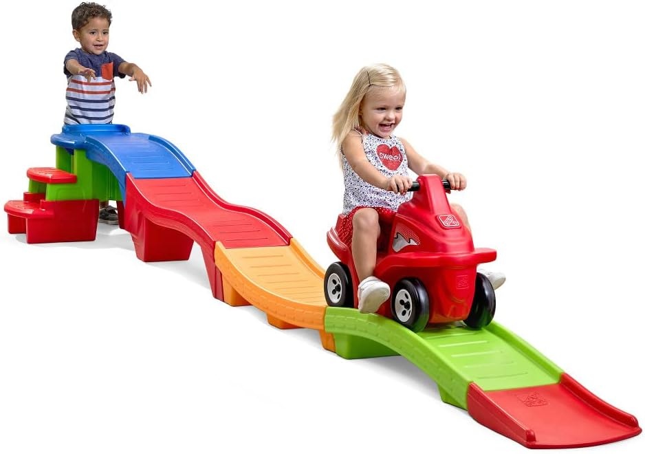 Step2 Farther & Faster Coaster Track Expansion Pack, Extra 3 Feet, Kids Ride On Toy Roller Coaster Track, Push Car, Indoor/Outdoor Playset, Made of Durable Plastic, For Toddlers 2-5 Years Old(Second Edition)