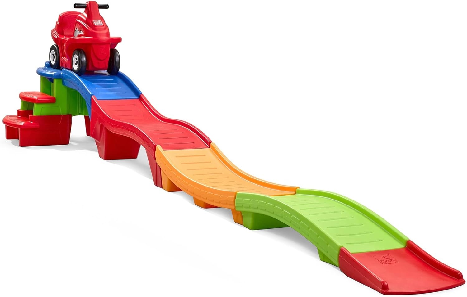 Step2 Farther & Faster Coaster Track Expansion Pack, Extra 3 Feet, Kids Ride On Toy Roller Coaster Track, Push Car, Indoor/Outdoor Playset, Made of Durable Plastic, For Toddlers 2-5 Years Old(Second Edition)