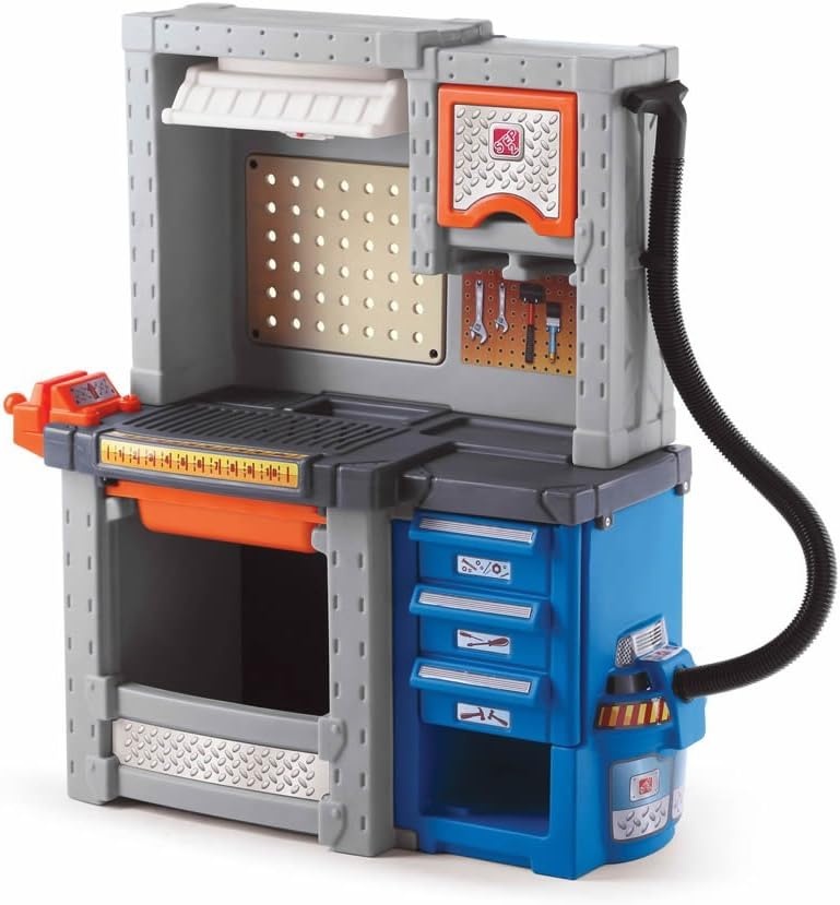Step2 Deluxe Kids Workbench – Includes 50 Toy Workbench Accessories, Interactive Features for Realistic Pretend Play – Indoor/Outdoor Kids Tool Bench – Dimensions 40.75″ H x 34″ W x 15″ D