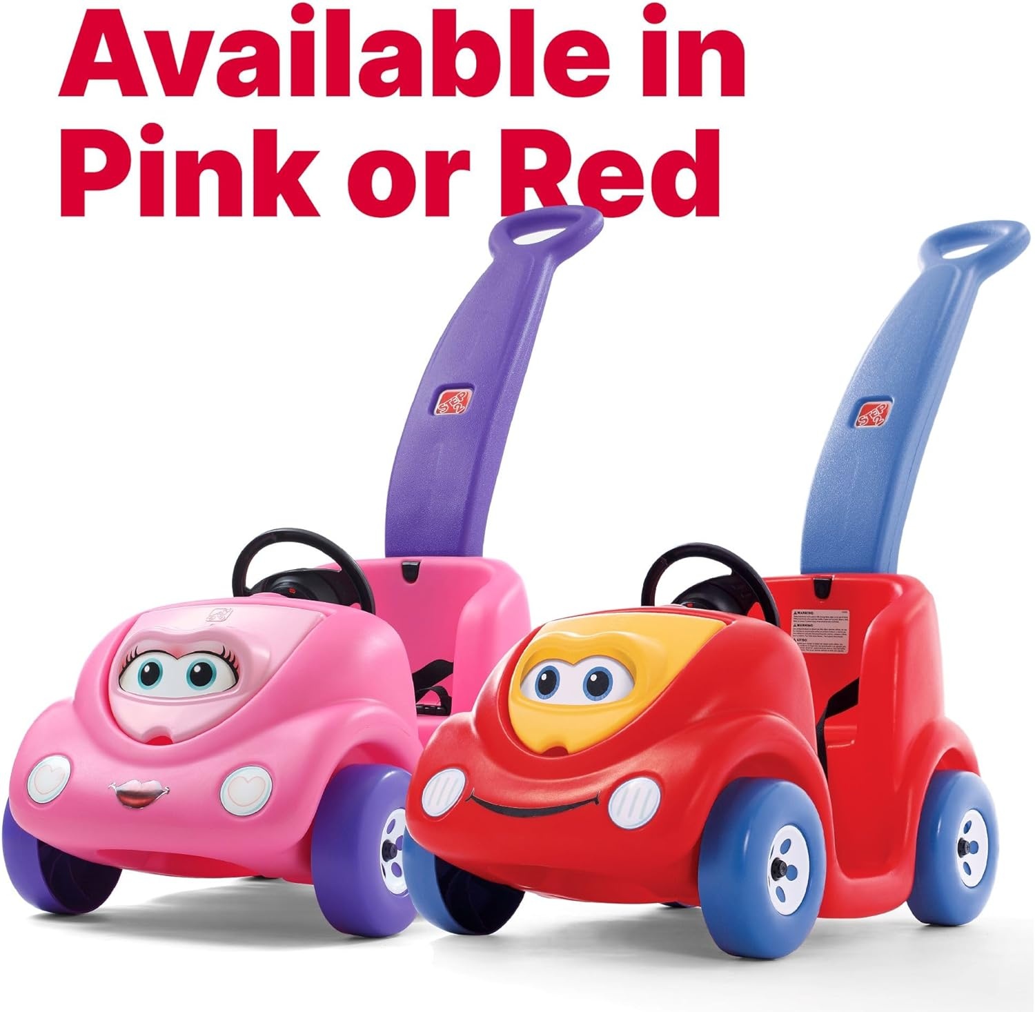 Step2 Push Around Buggy Kids Push Car, Toddler Ride-On Toy with Seat Belt and Horn, Red, Ages 18 Months+(Pink)