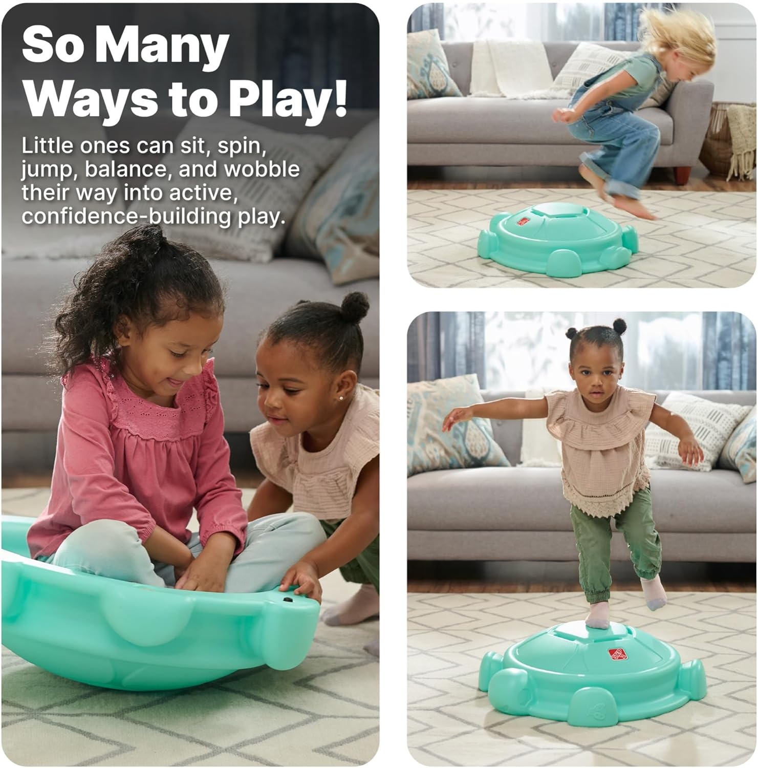 Step2 Topsy Turtle Rocking Disk and Stepping Stone, Balance and Climbing Toy for Kids and Toddlers, Indoor/Outdoor, 18 Months – 3 Years, Mint