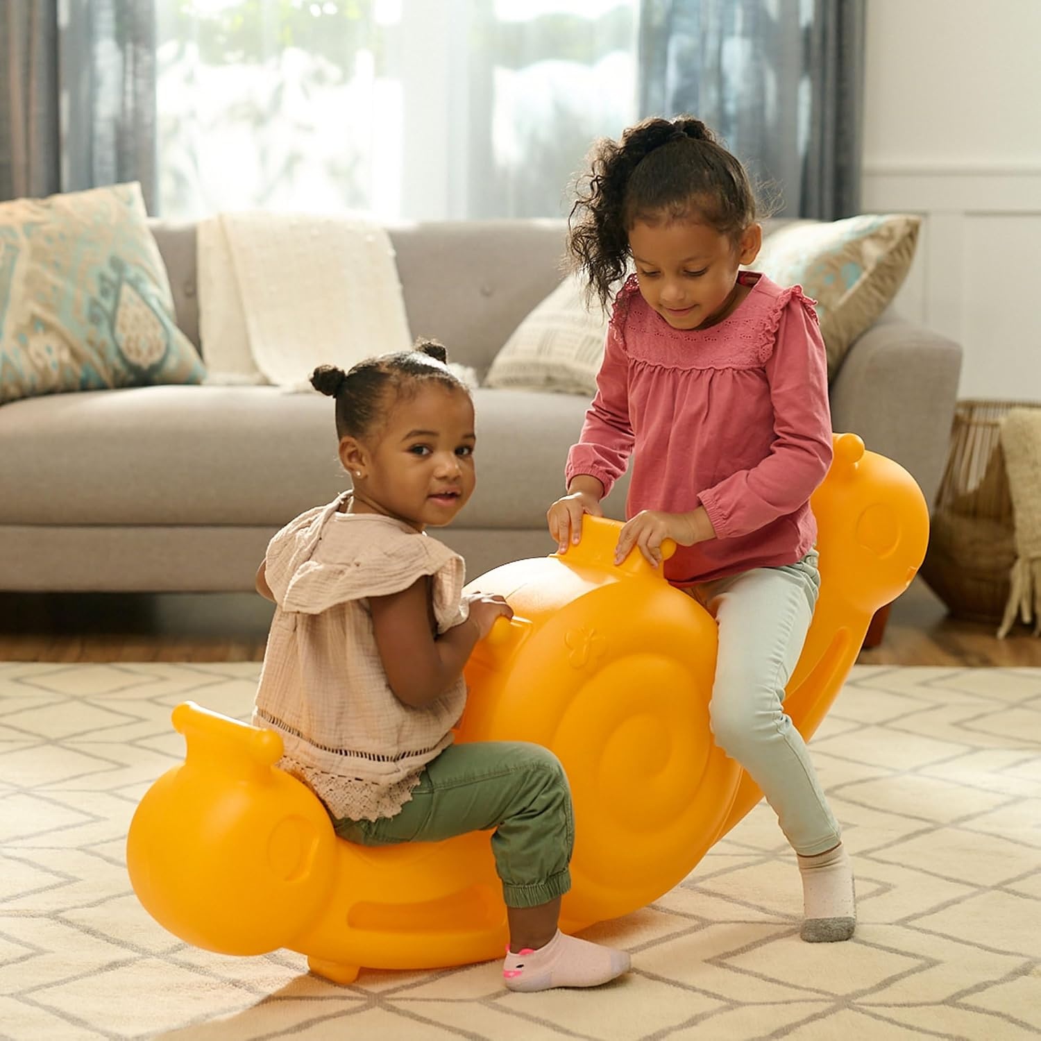 Step2 Seesaw Snail Kids Teeter Totter, Indoor/Outdoor Rocking Rider Toy, Fits 2 Toddlers, Ages 18 Months–3 Years, Mango