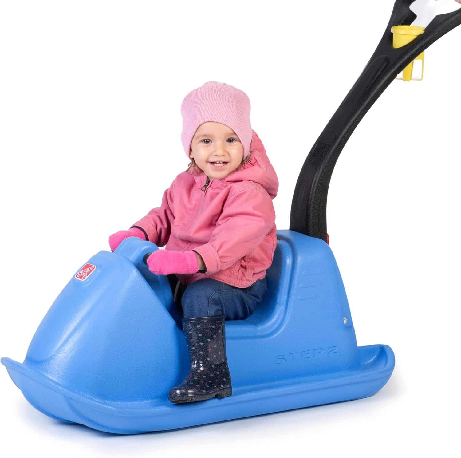 Step2 Push Around Sled, Kids Ride On Toy & Outdoor Snow Toboggan, Made of Durable Plastic, Max Weight 40 lbs., for Toddlers 1.5-3 Years Old, Blue