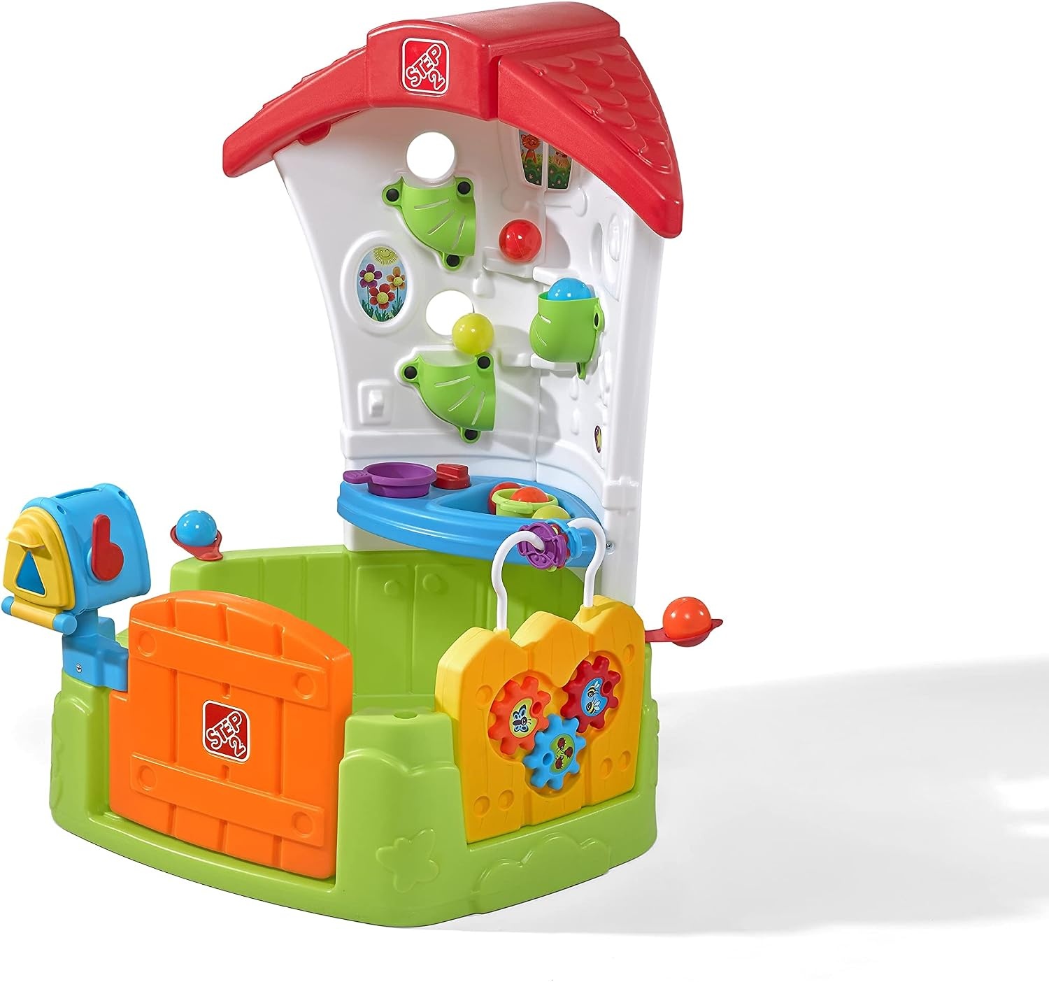 Step2 Toddler Corner House, Kids Playhouse, Indoor/Outdoor Playset, Play Gym with Kitchenette, Includes 15 Piece Toy Accessories, Made of Durable Plastic, for Toddlers 1+ Years Old
