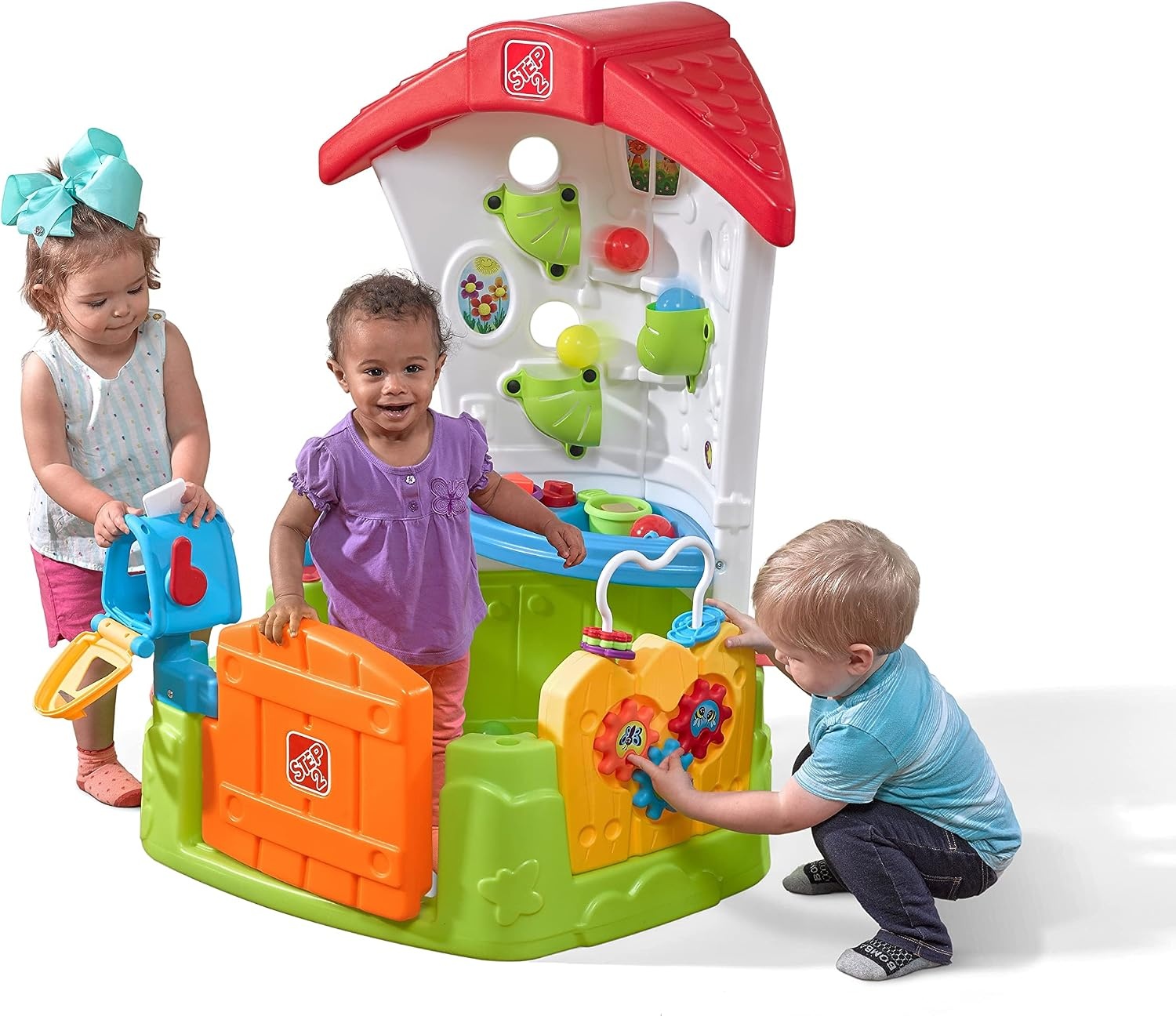 Step2 Toddler Corner House, Kids Playhouse, Indoor/Outdoor Playset, Play Gym with Kitchenette, Includes 15 Piece Toy Accessories, Made of Durable Plastic, for Toddlers 1+ Years Old
