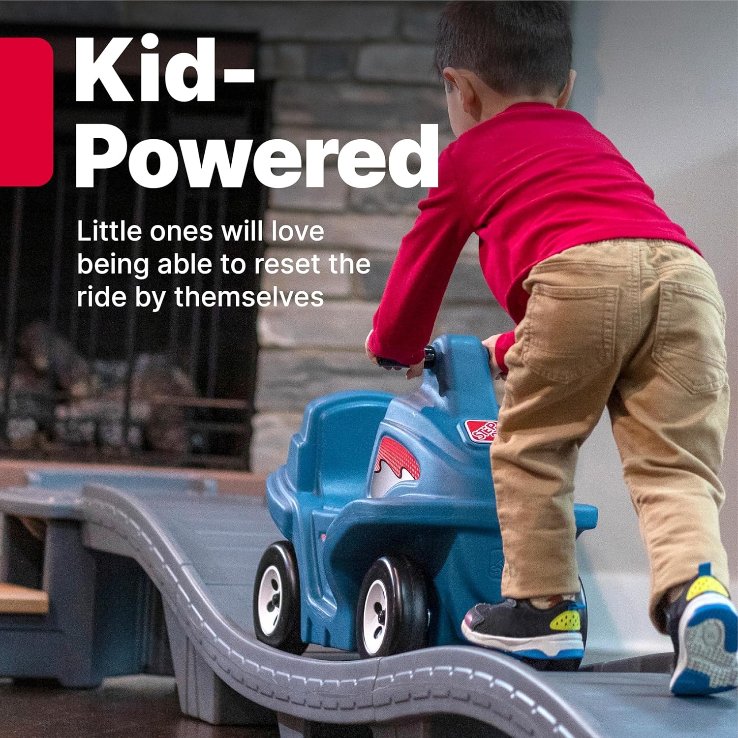 Step2 Up & Down Roller Coaster Kids Ride On Toy, Push Car, Indoor/Outdoor Playset, Made of Durable Plastic, Max Weight 50 lbs., for Toddlers 2-5 Years Old, Gray & Blue(Gray & Blue)