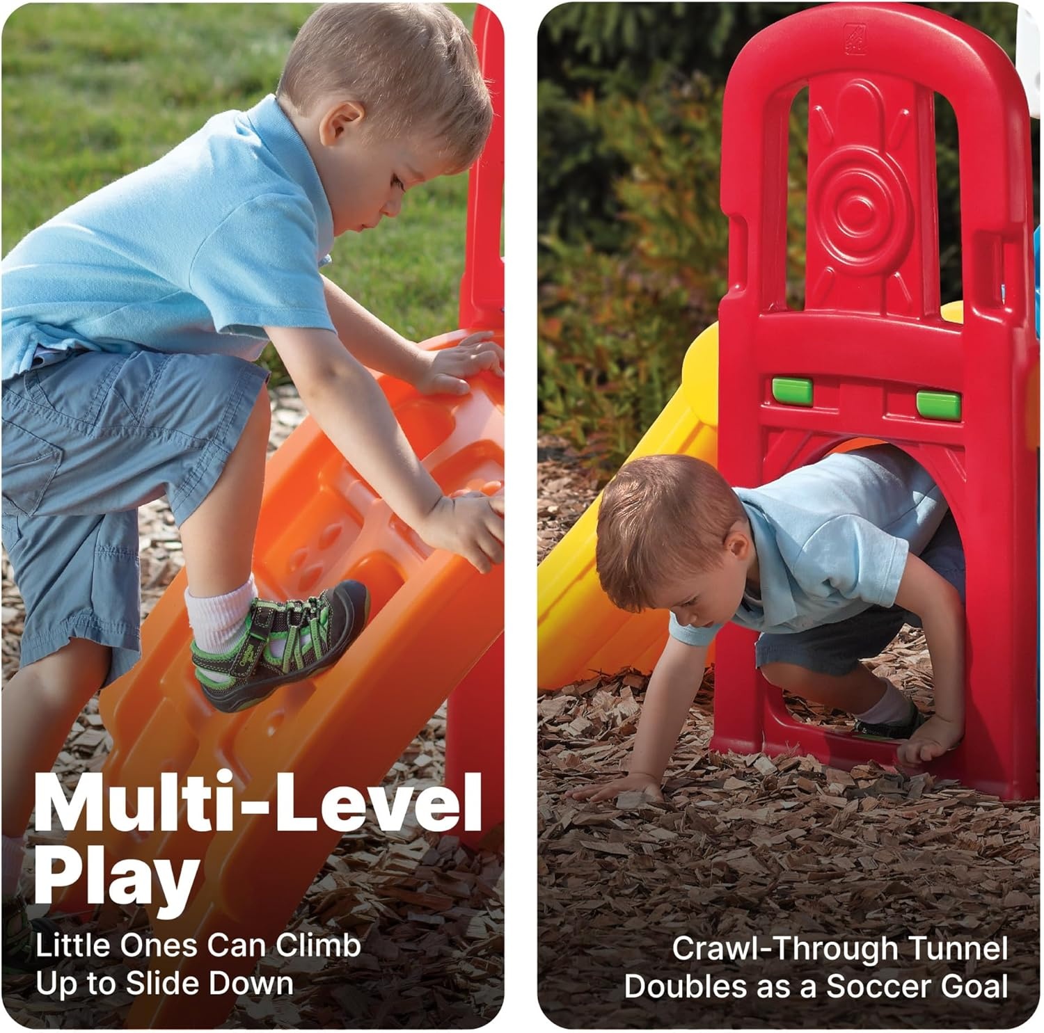 Step2 Game Time Sports Climber, Kids Indoor/Outdoor Playset, Backyard Playground Set, Slide, Climbing Wall, Basketball Hoop, Outside Jungle Gym, For Toddlers 2-6 Years Old(Climber and Slide)