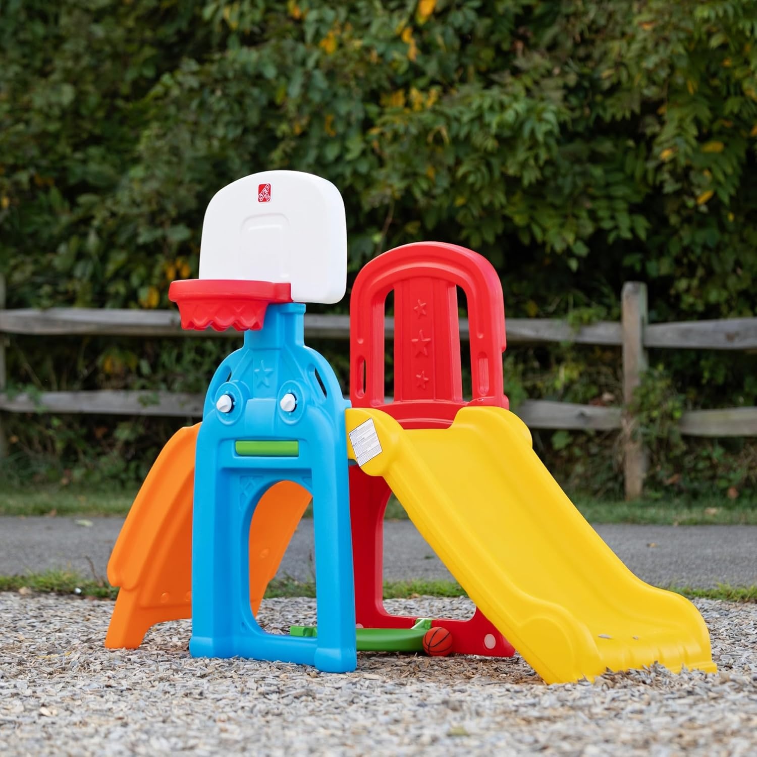 Step2 Game Time Sports Climber, Kids Indoor/Outdoor Playset, Backyard Playground Set, Slide, Climbing Wall, Basketball Hoop, Outside Jungle Gym, For Toddlers 2-6 Years Old(Climber and Slide)