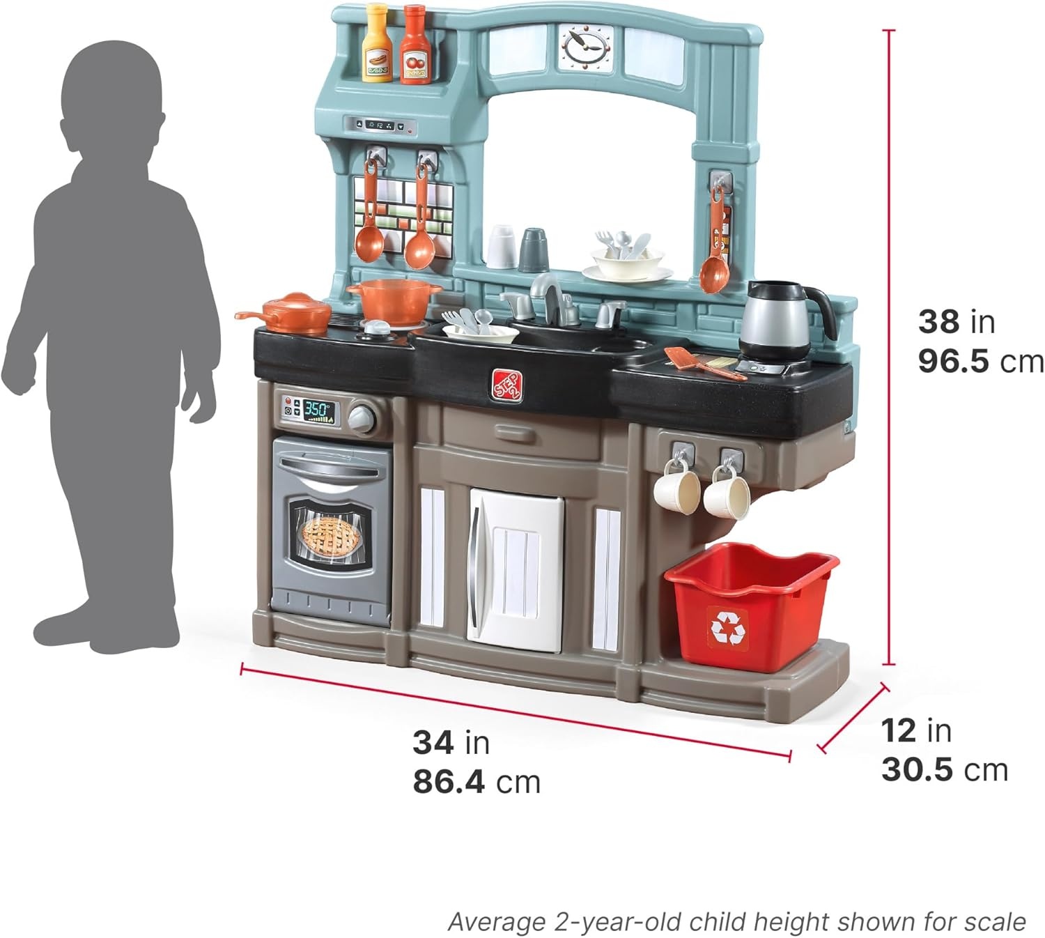Step2 Best Chefs Kids Kitchen Playset, Indoor/Outdoor Kitchenette, Interactive Play with Lights and Sounds, Made of Durable Plastic, Includes 25 Piece Toy Accessories, For Toddlers 2+ Years Old(Best Chefs Kitchen)