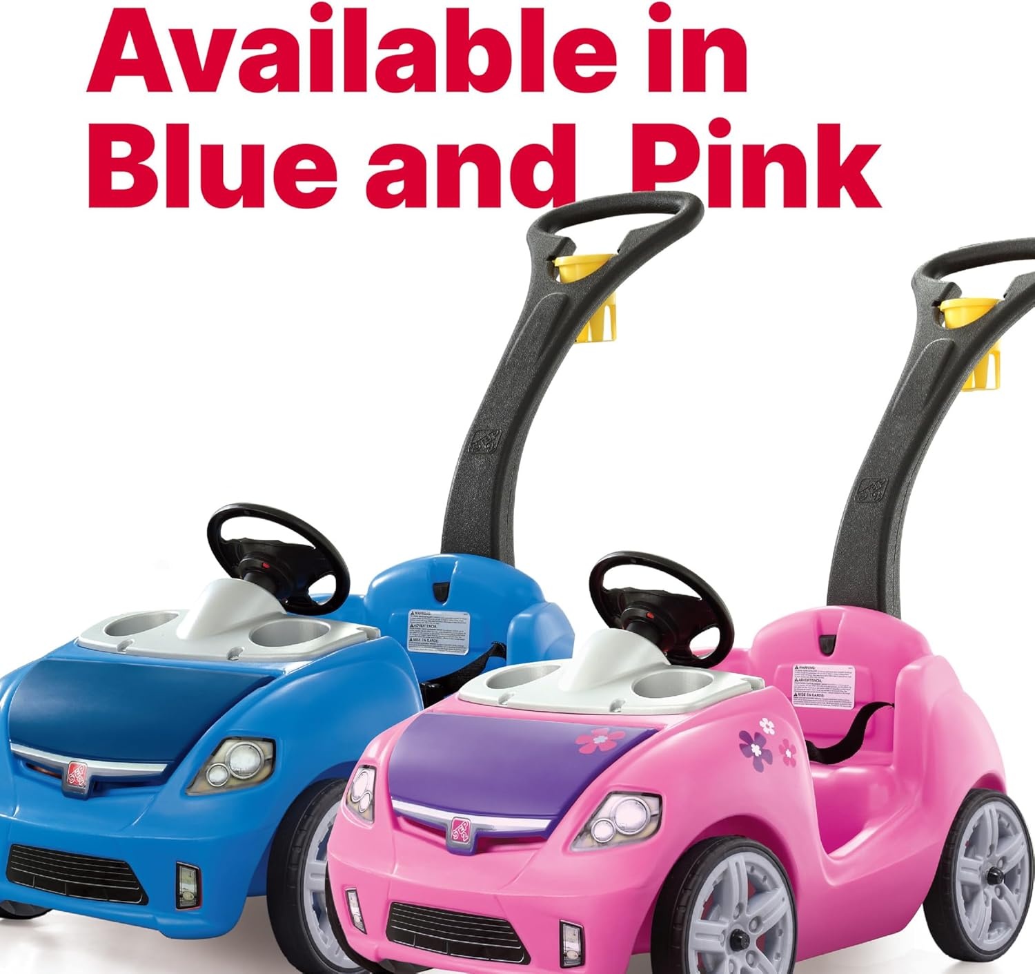 Step2 Whisper Ride II Kids Push Car, Ride-On Car with Seat Belt and Horn, Quick Fold Handle, Stroller Alternative, Toddlers and Preschoolers Ages 18+ Months, Blue(Blue)
