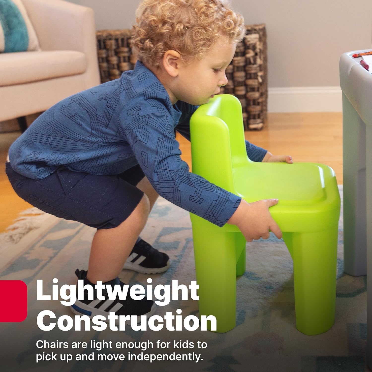 Step2 Mighty My Size Kids Table & Chair Set, Playroom Activity Table for Arts & Crafts, Made of Durable Plastic, For Toddlers 2+ Years Old, Gray & Red(Gray & Green)