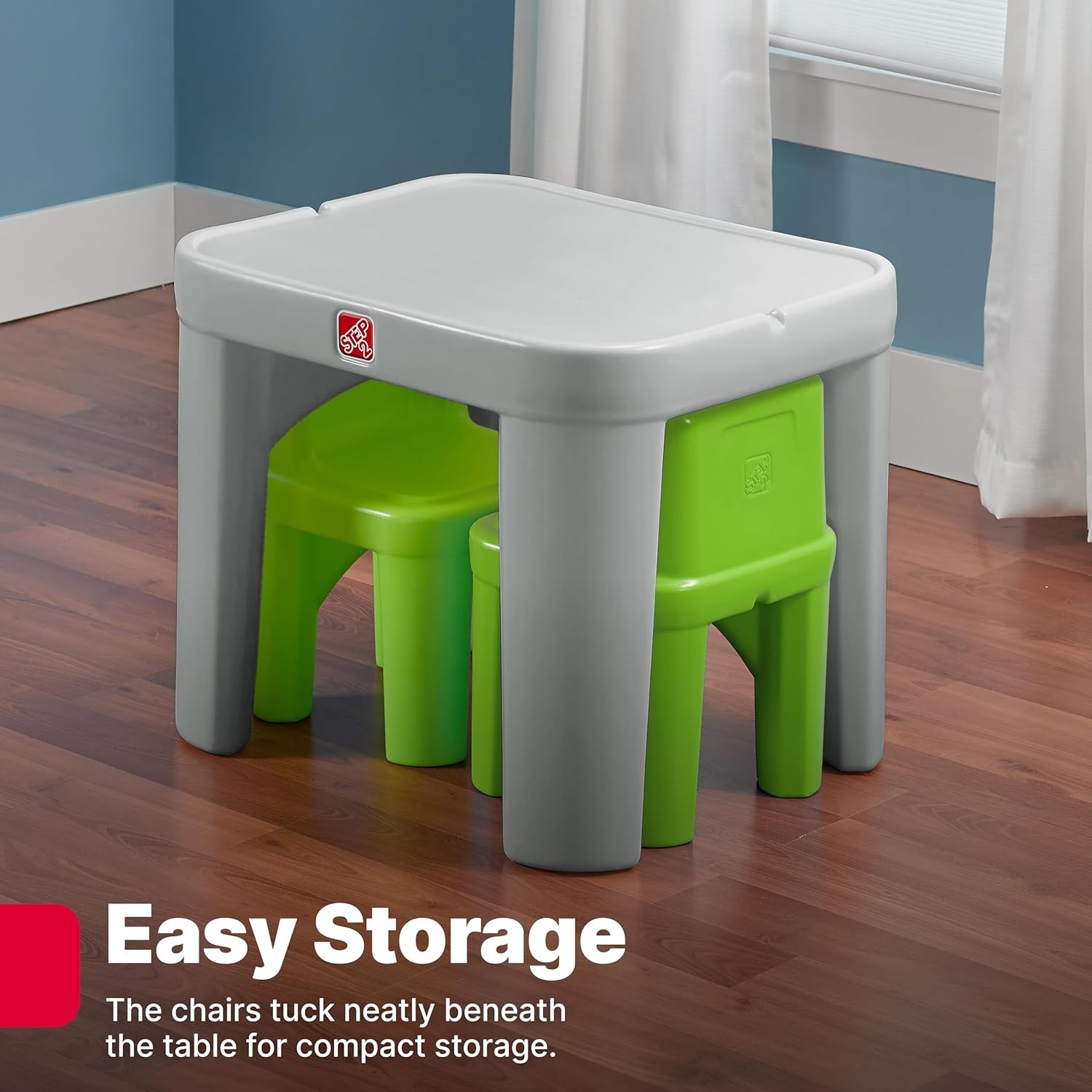 Step2 Mighty My Size Kids Table & Chair Set, Playroom Activity Table for Arts & Crafts, Made of Durable Plastic, For Toddlers 2+ Years Old, Gray & Red(Gray & Green)