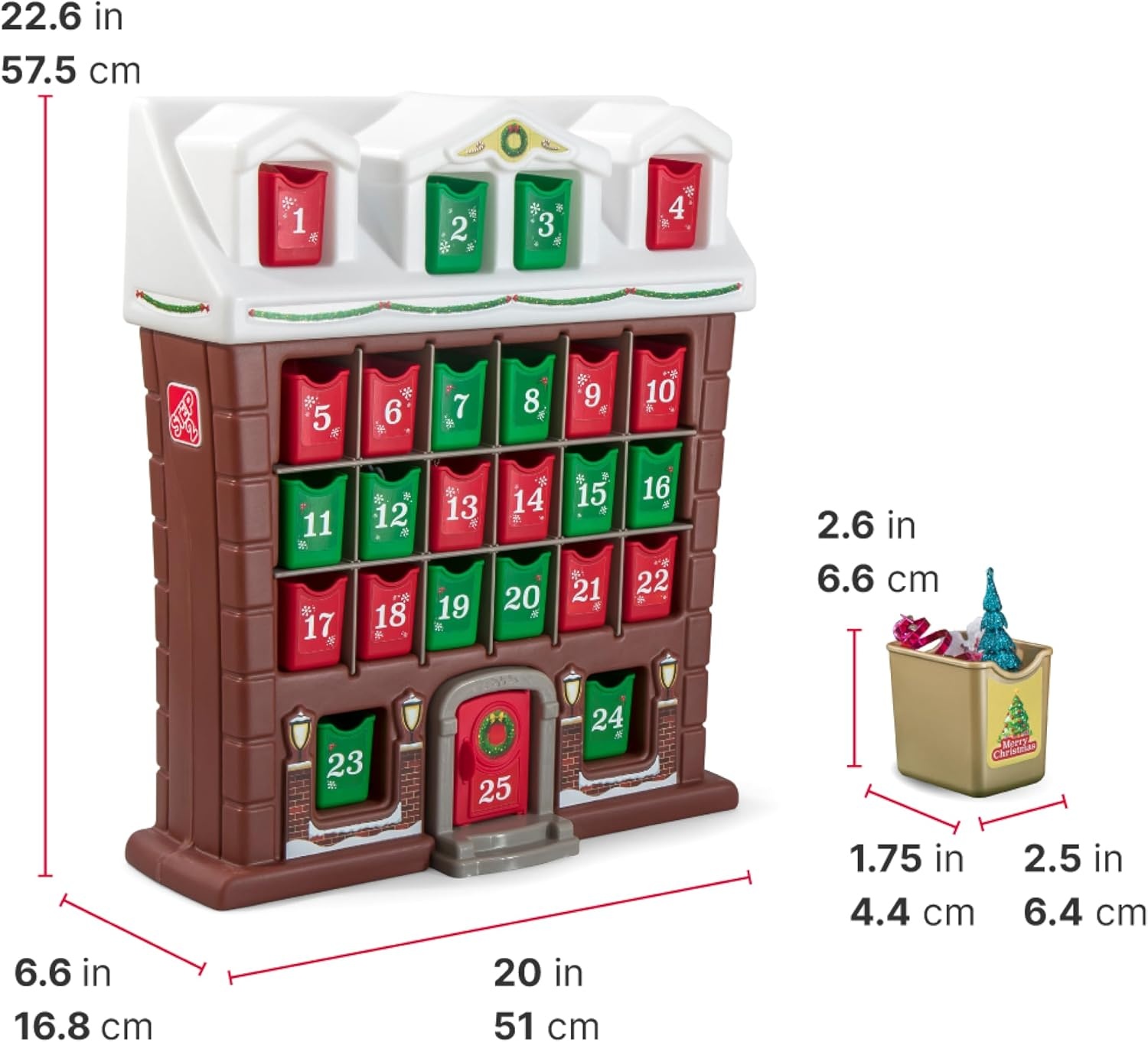 Step2 My First Advent Calendar, Kids Interactive Christmas Toy, Includes 25 Toy Refillable Bins, Hide Surprises for Holiday Excitement, Made of Durable Plastic, for Toddlers 1.5+ Years Old