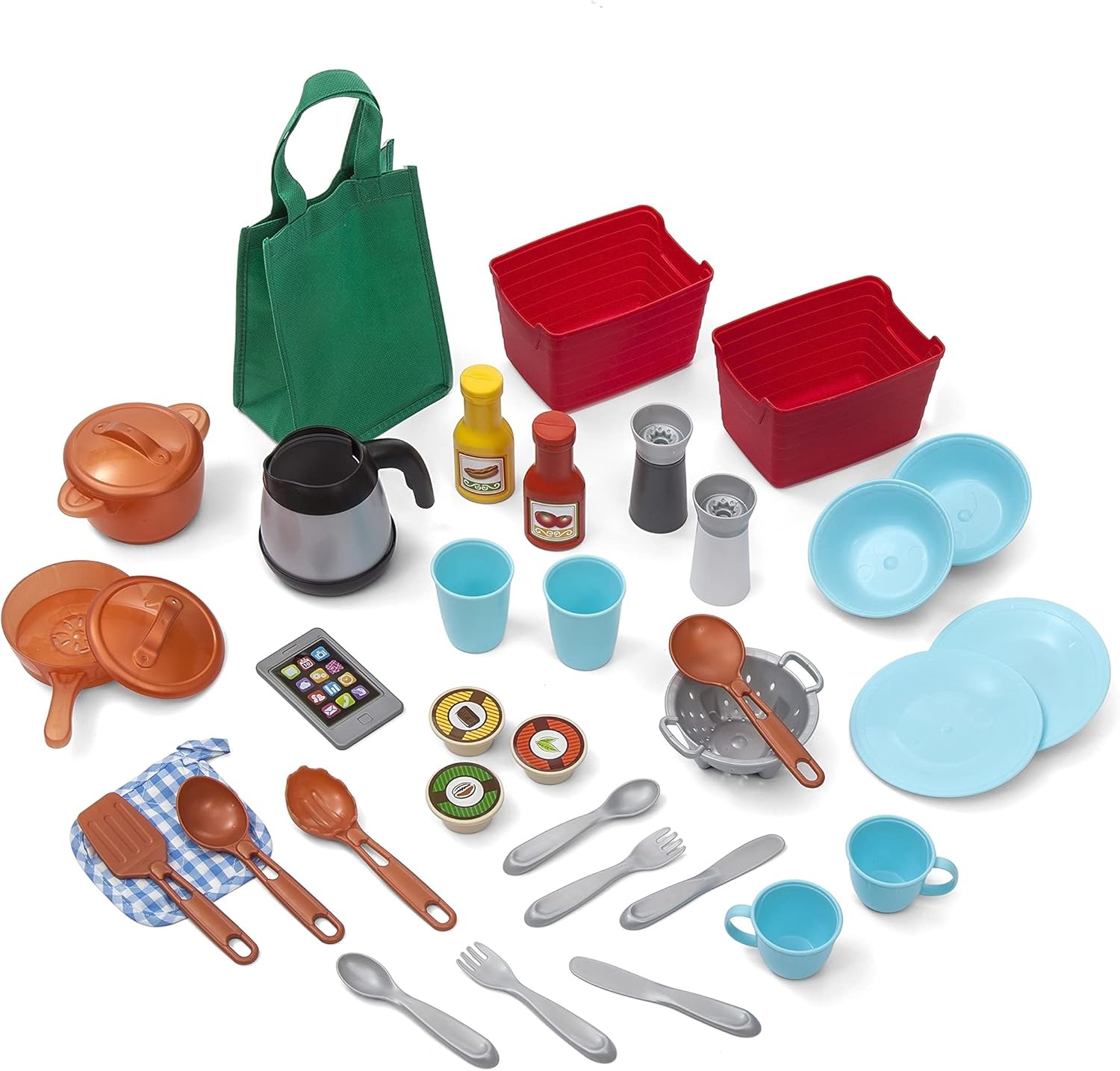Step2 Great Gourmet Kids Kitchen Playset, Indoor/Outdoor Kitchenette, Interactive Play with Lights and Sounds, Made of Durable Plastic, Includes 33 Piece Toy Accessories, Toddlers 3+ Years Old, Tan(Tan)