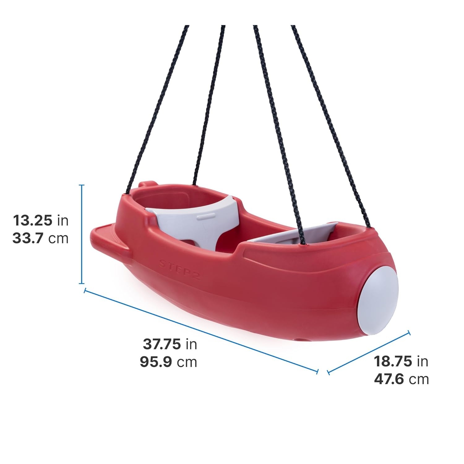 Step2 Rocket Swing for Two, Baby Outdoor Swing, Outside Weather-Resistant Rope, Attach to Playset, for Toddlers 9 Months – 3 Years Old