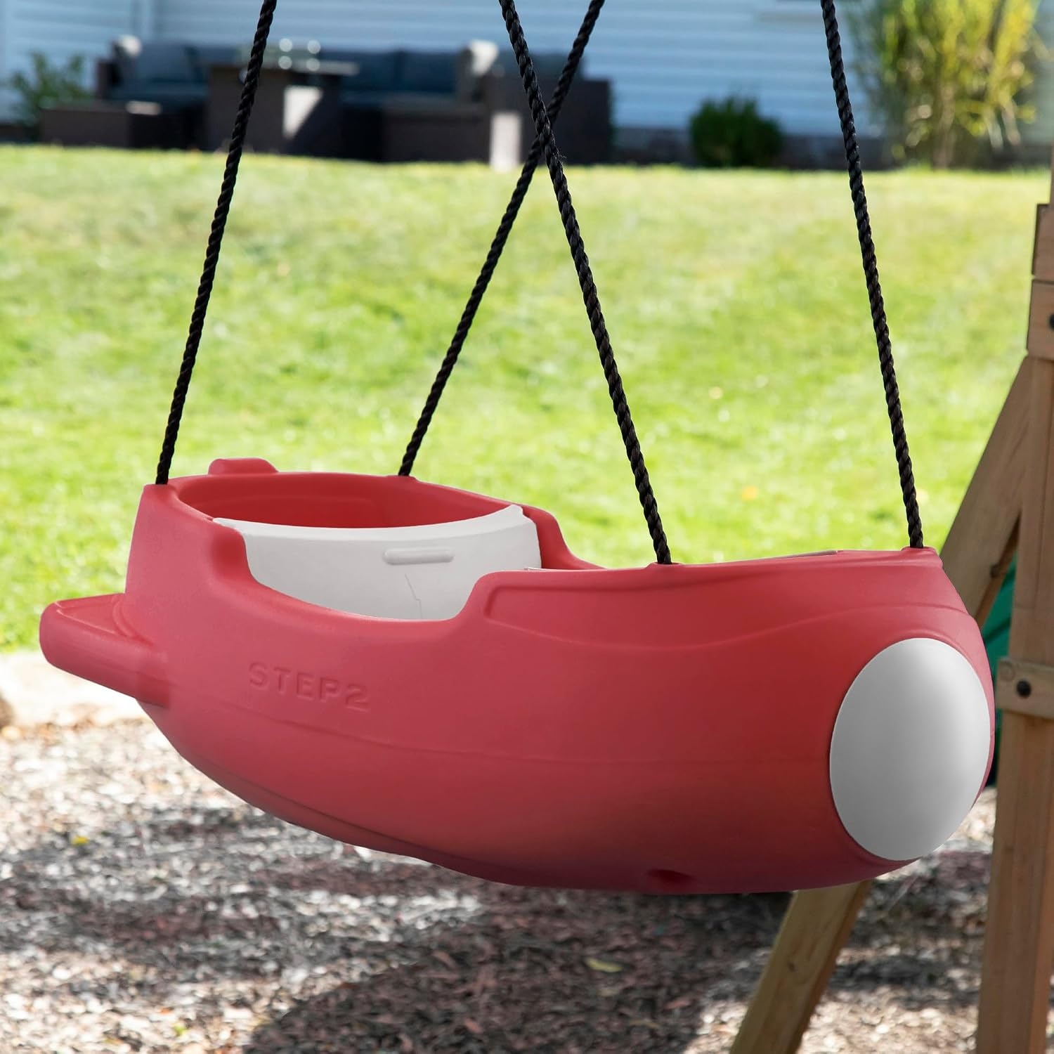 Step2 Rocket Swing for Two, Baby Outdoor Swing, Outside Weather-Resistant Rope, Attach to Playset, for Toddlers 9 Months – 3 Years Old