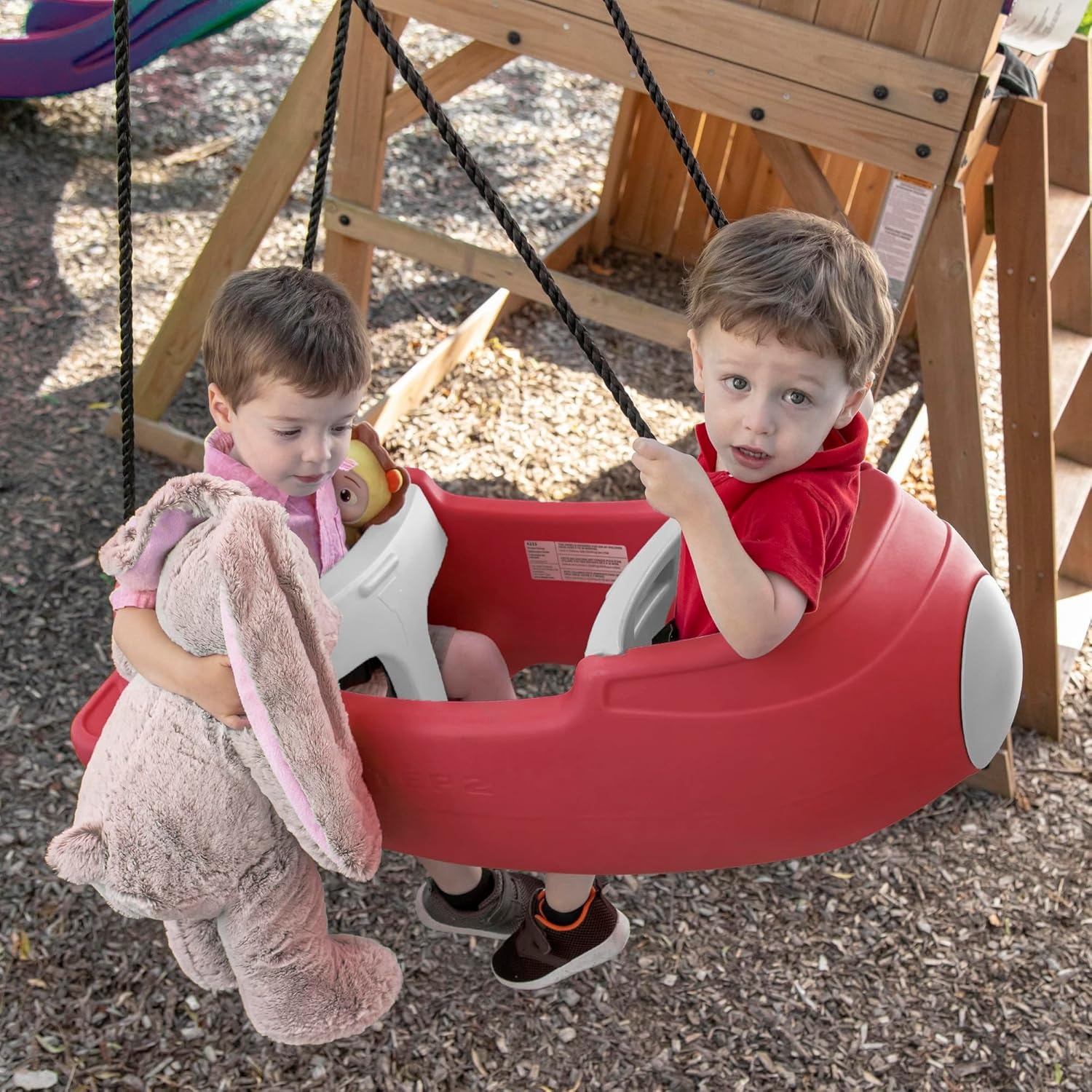Step2 Rocket Swing for Two, Baby Outdoor Swing, Outside Weather-Resistant Rope, Attach to Playset, for Toddlers 9 Months – 3 Years Old