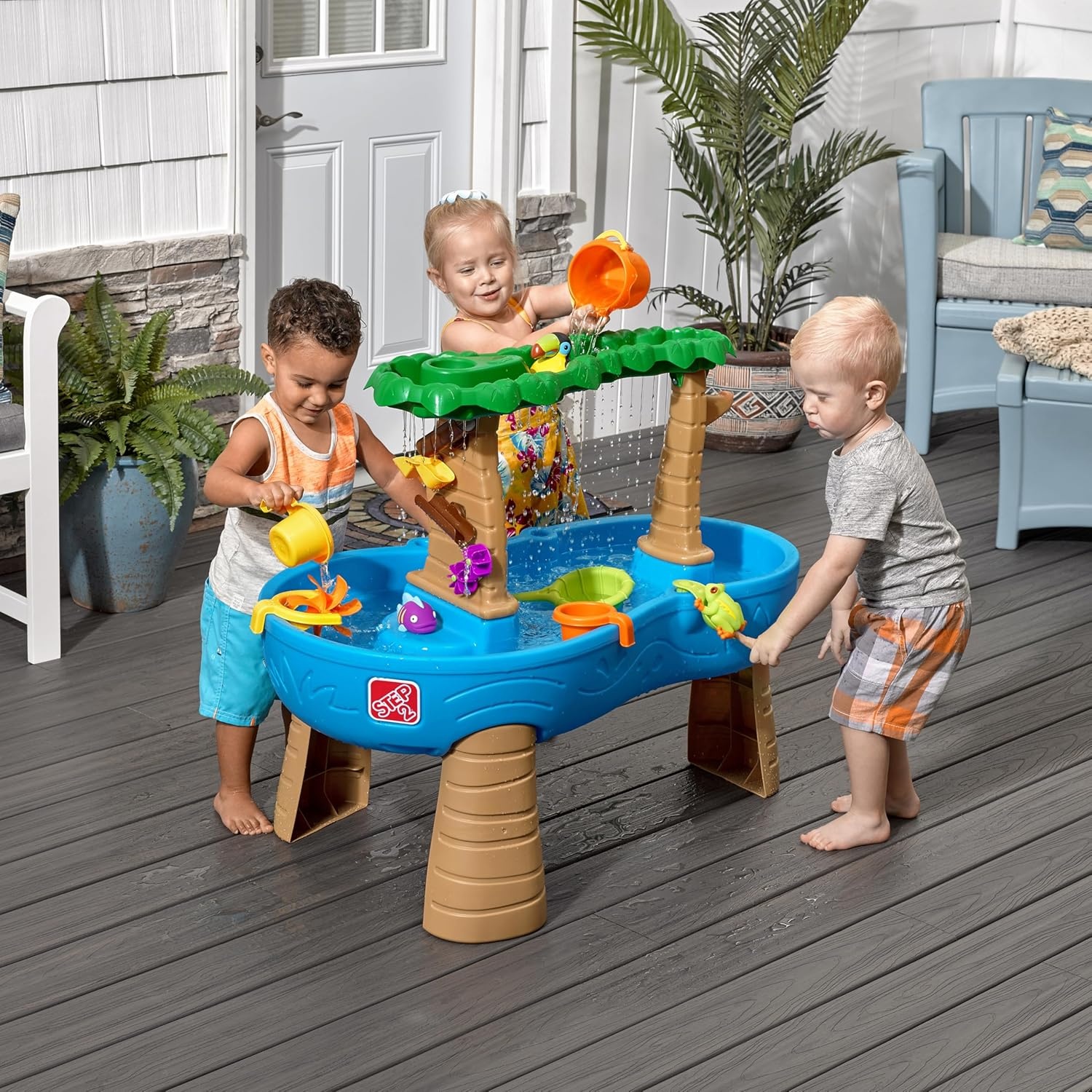 Step2 Tropical Rainforest Water Table for Kids, Toddler Outdoor Sensory Play Table, 13 Accessories, Ages 18 Months+(Tropical Rainforest)