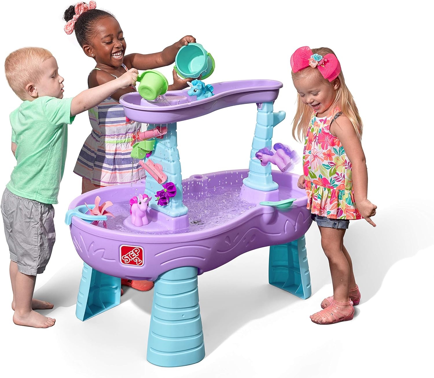 Step2 Tropical Rainforest Water Table for Kids, Toddler Outdoor Sensory Play Table, 13 Accessories, Ages 18 Months+(Rain Showers & Unicorns)