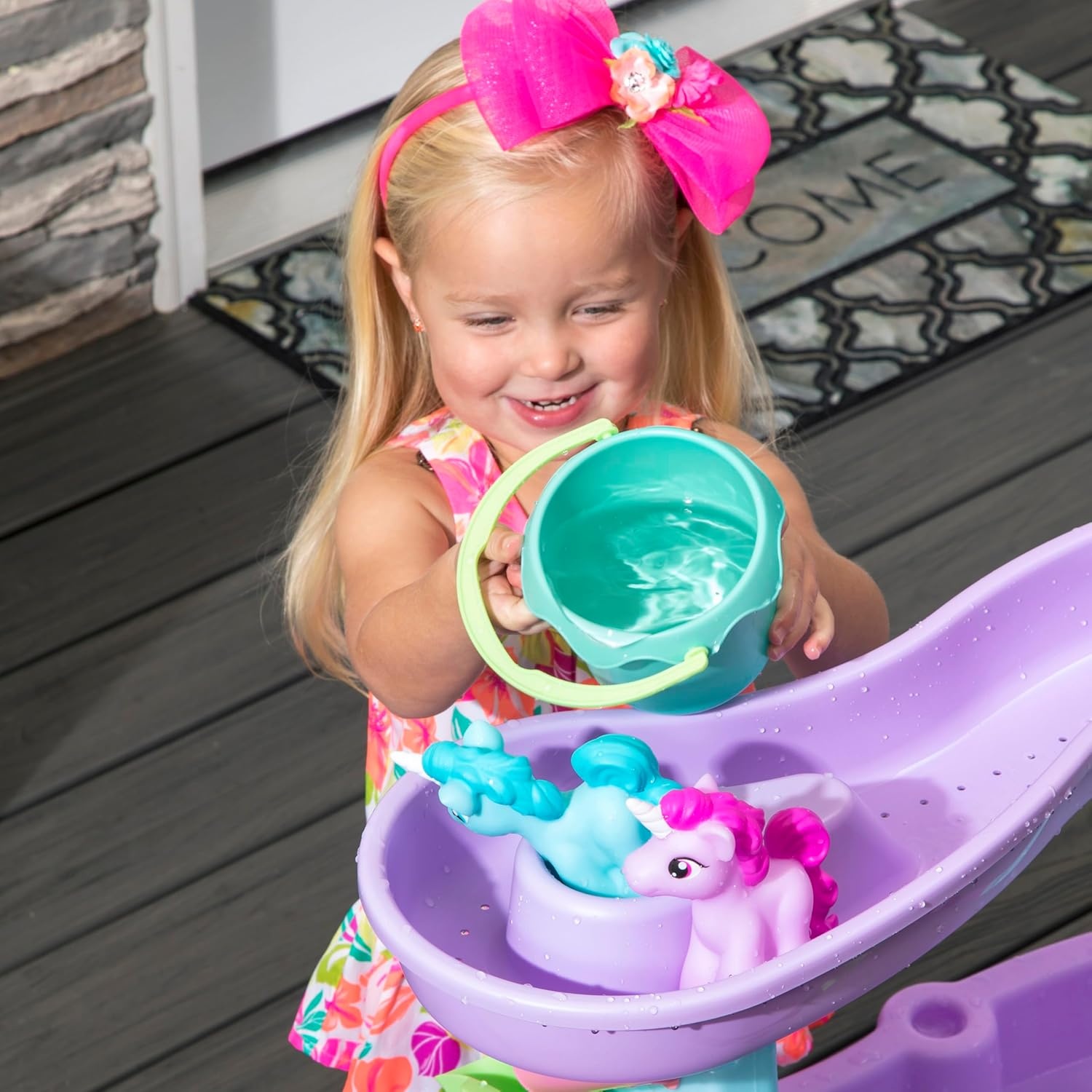 Step2 Tropical Rainforest Water Table for Kids, Toddler Outdoor Sensory Play Table, 13 Accessories, Ages 18 Months+(Rain Showers & Unicorns)