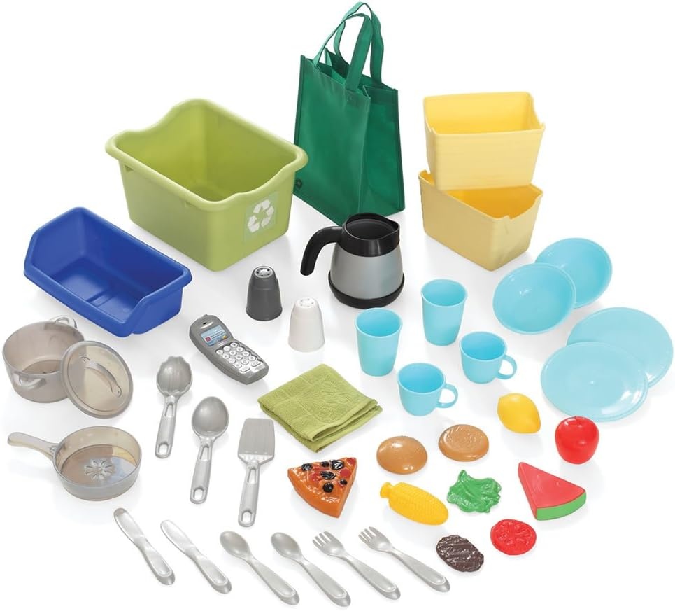 Step2 Heart of the Home Kids Kitchen Playset, Indoor/Outdoor Kitchenette, Interactive Play with Lights and Sounds, Made of Durable Plastic, Includes 40 Piece Toy Accessories, For Toddlers 2+ Years Old