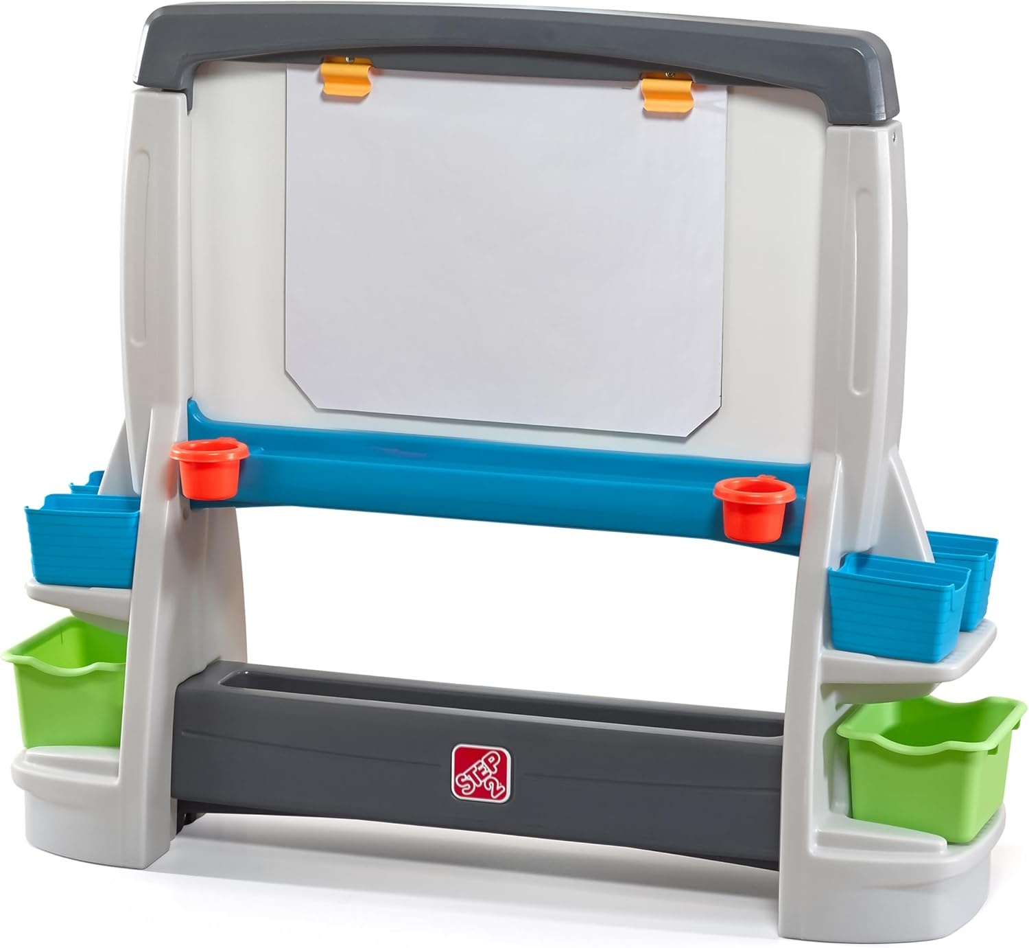 Step2 Jumbo Art Easel, Kids Art Activity Table, Double-Sided Dry Erase and Chalkboard, Storage Bins and Trays, For Toddlers and Preschoolers Ages 3+ Years Old