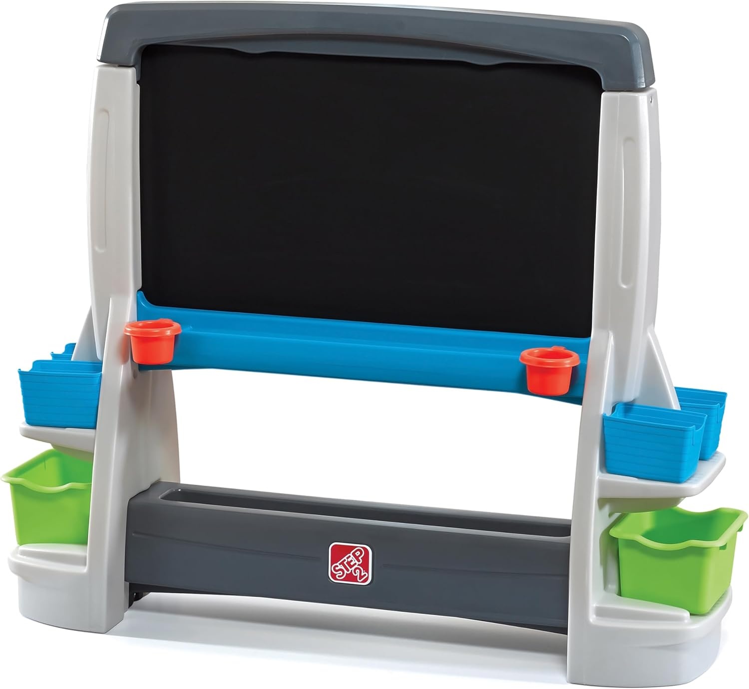 Step2 Jumbo Art Easel, Kids Art Activity Table, Double-Sided Dry Erase and Chalkboard, Storage Bins and Trays, For Toddlers and Preschoolers Ages 3+ Years Old