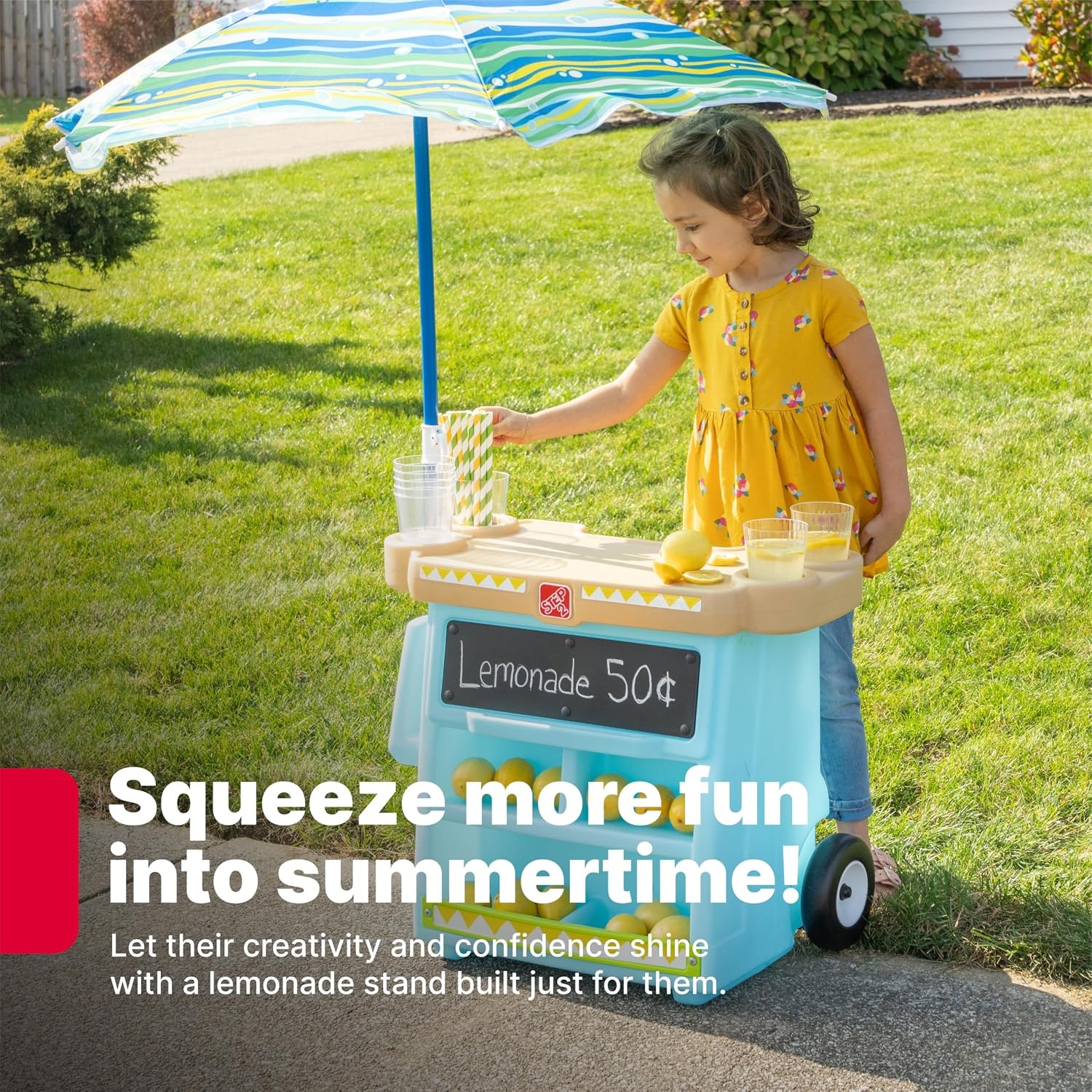 Step2 My First Lemonade Stand for Kids, Play Toy for Toddlers Ages 3+ Years Old, Durable, Easy Assembly, Blue